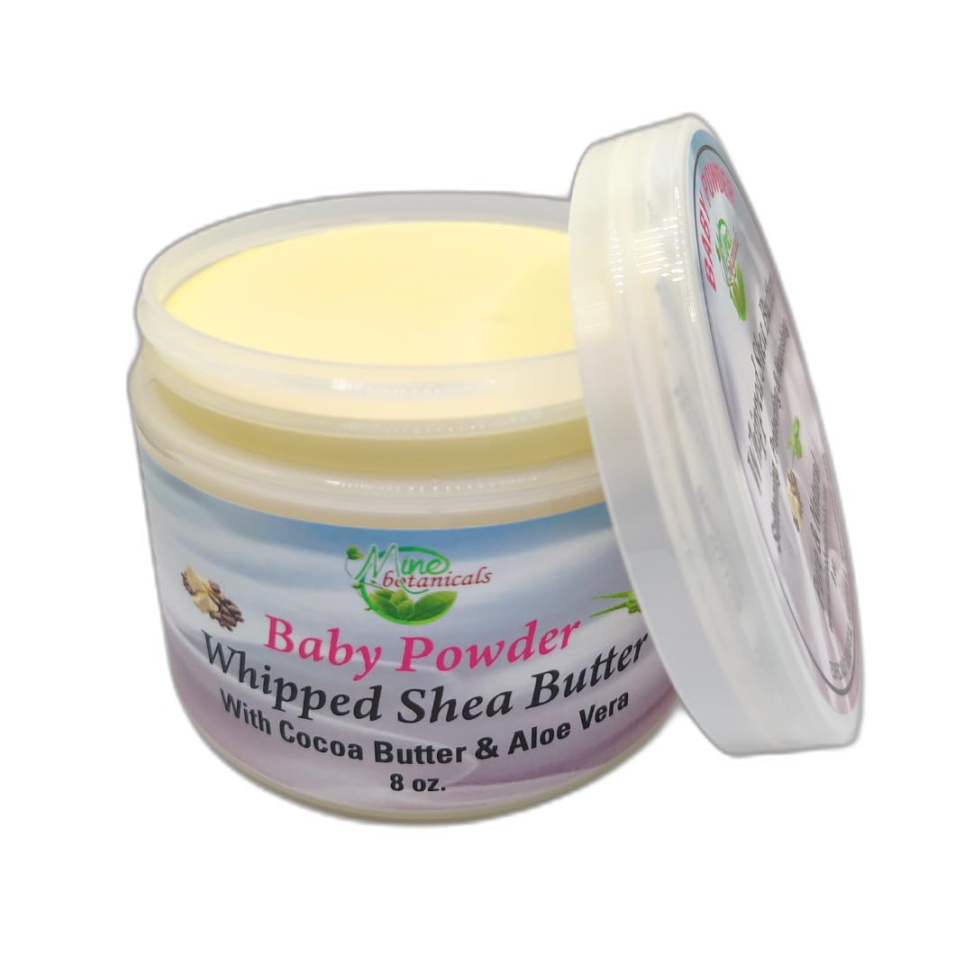 Mine Botanicals Organic Baby Powder Whipped Shea Butter - Ultra Moisturizing & Gentle for Baby Skin Care, Diaper Rash Prevention & Sensitive Skin Relief