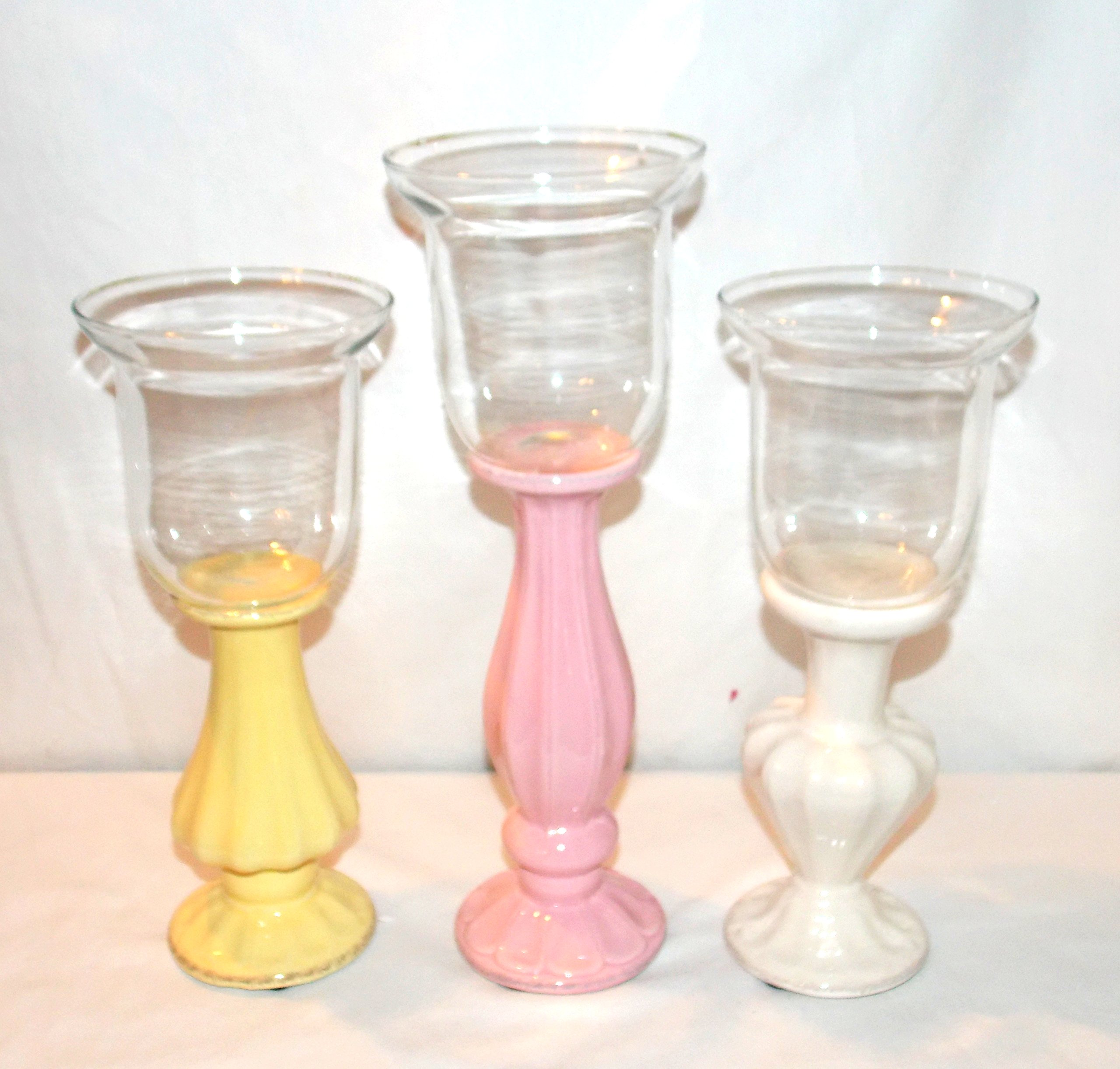 Yankee Candle 3-Piece Primavera Hurricane Glass Tea Light Holder Set - Elegant Home Decor for Weddings, Parties & Romantic Ambiance