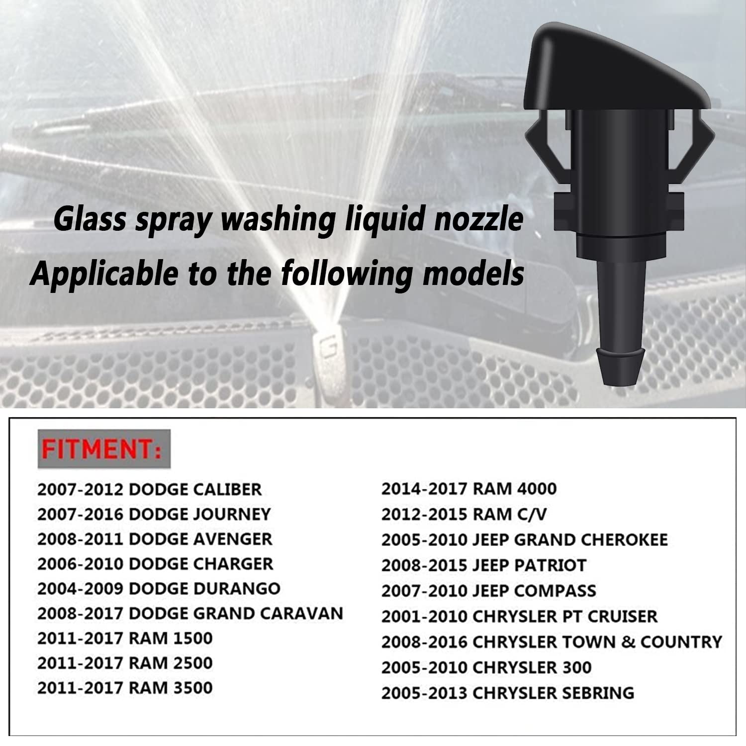 **4M Windshield Washer Nozzles Hose Kit with 6 Hose Connectors & Gaskets - OEM#5113049AA - Compatible with Dodge, Ram, Chrysler - Perfect for Car Maintenance & Windshield Cleaning**