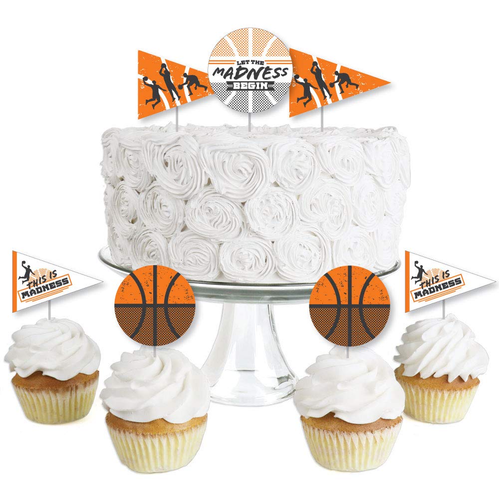 Basketball Cupcake Toppers - Set of 24 for College Party Desserts