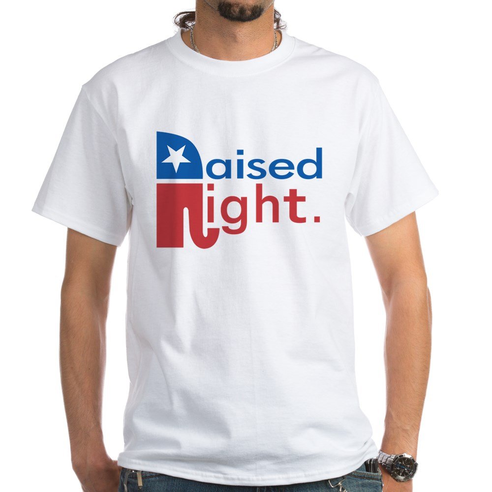**Raised Right White Cotton T-Shirt for Men & Women - Comfortable Casual Tee for Everyday Wear, Work, and Outings**