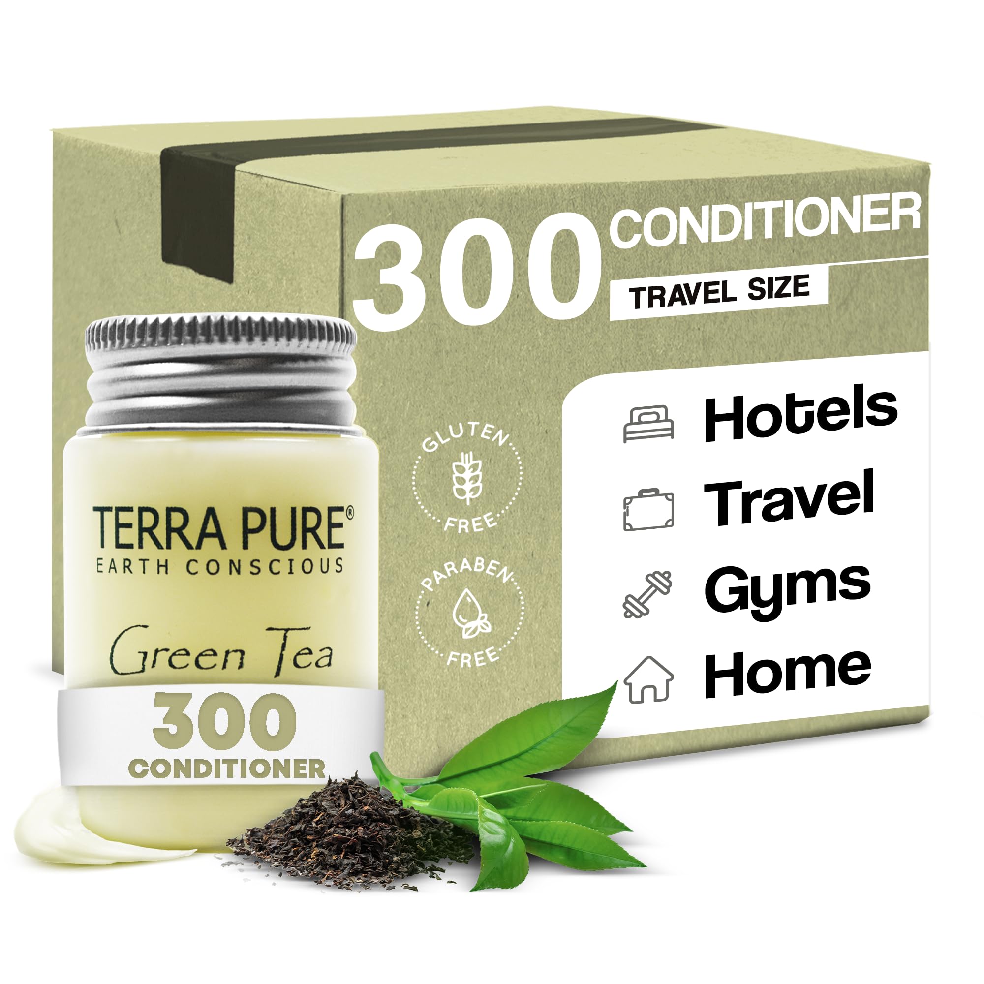 Terra Pure Green Tea Conditioner with Organic Honey & Aloe Vera - 1.2 Oz Jar (Pack of 300) | Natural Hair Care for Dry, Damaged Hair | Salon & Retail Use