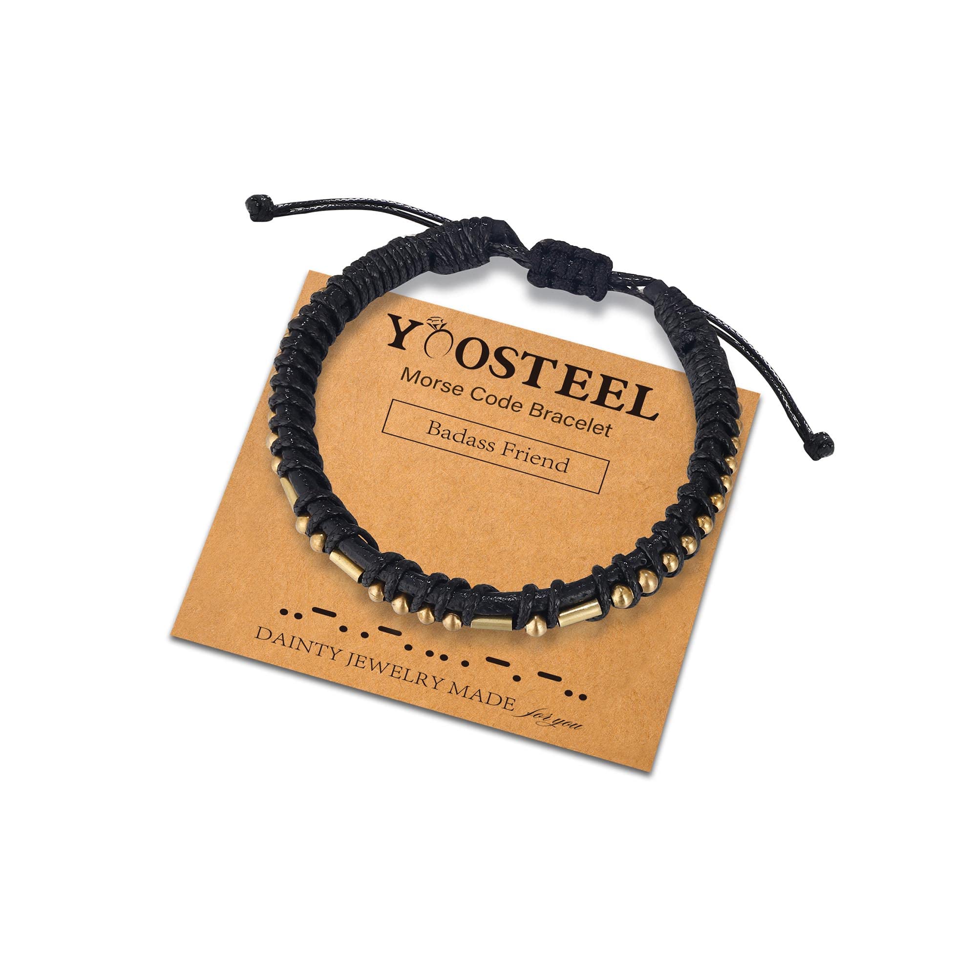 Yoosteel Adjustable Leather Morse Code Bracelet for Women & Men - Inspirational Friendship & Birthday Gift Jewelry (Ideal for Daily Wear, Gifts, Couples Matching)