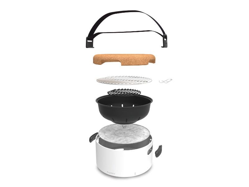 BergHOFF Portable Tabletop BBQ Grill with Stainless Steel Tools - Perfect for Outdoor Picnics, Camping, and Backyard Gatherings - White