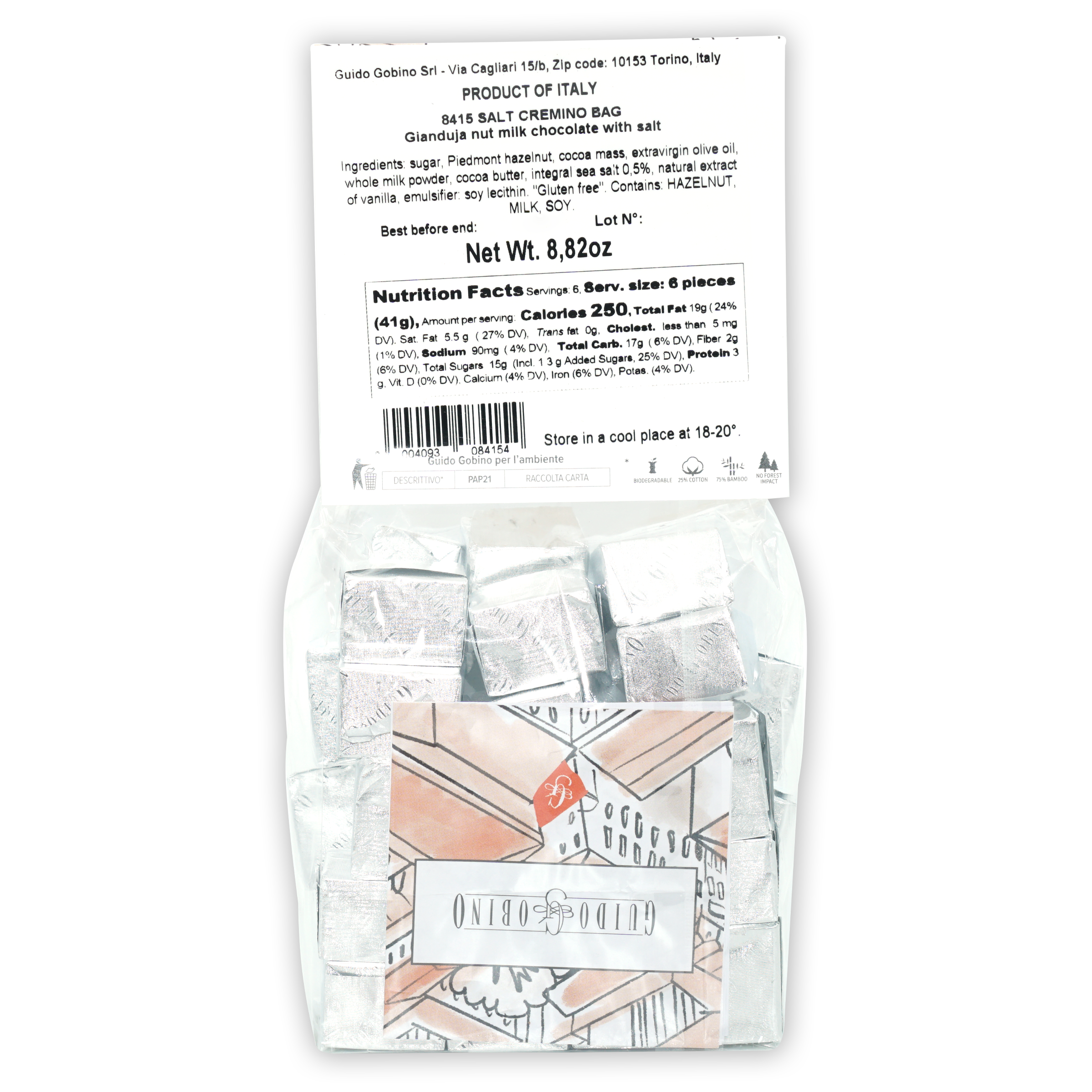 Guido Gobino Premium Sea Salt Cremino Chocolate Bar - Gourmet Italian Chocolate Gift for Holidays & Special Occasions