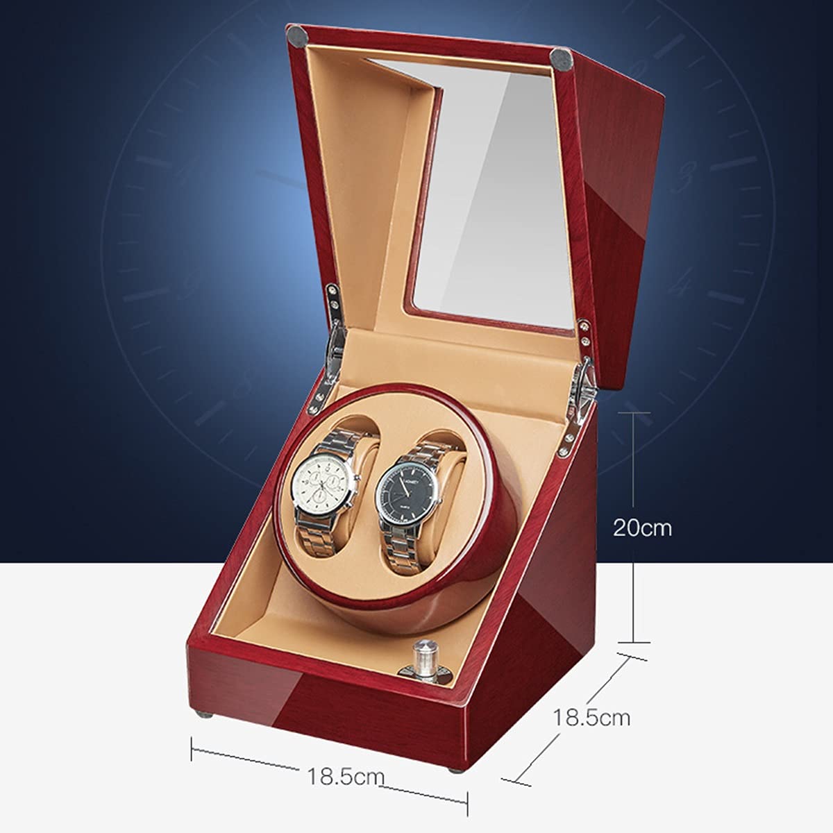 Automatic Watch Winder Box with Silent Mabuchi Motor - Wooden Display Case with Flexible Watch Pillow for Men & Women | Open/Shut Feature & Piano Finish | Perfect for Watch Collection Storage, Travel, and Luxury Home Decor