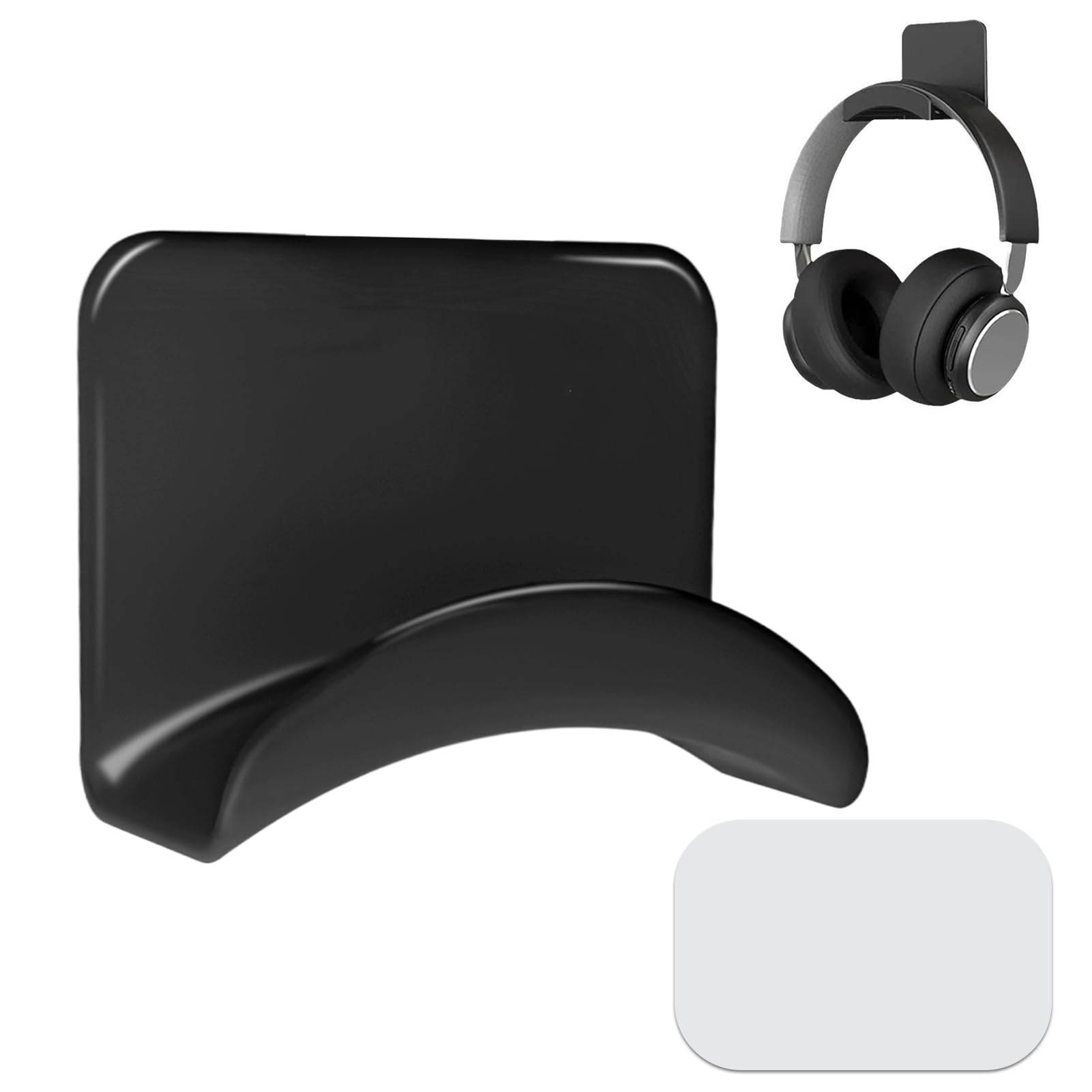 Premium 3M Adhesive Headphone Holder - Universal Hook for Gaming Headsets & Cables, Black - Perfect for Desk, Monitor & Wall Mounting to Organize Your Workspace or Gaming Setup