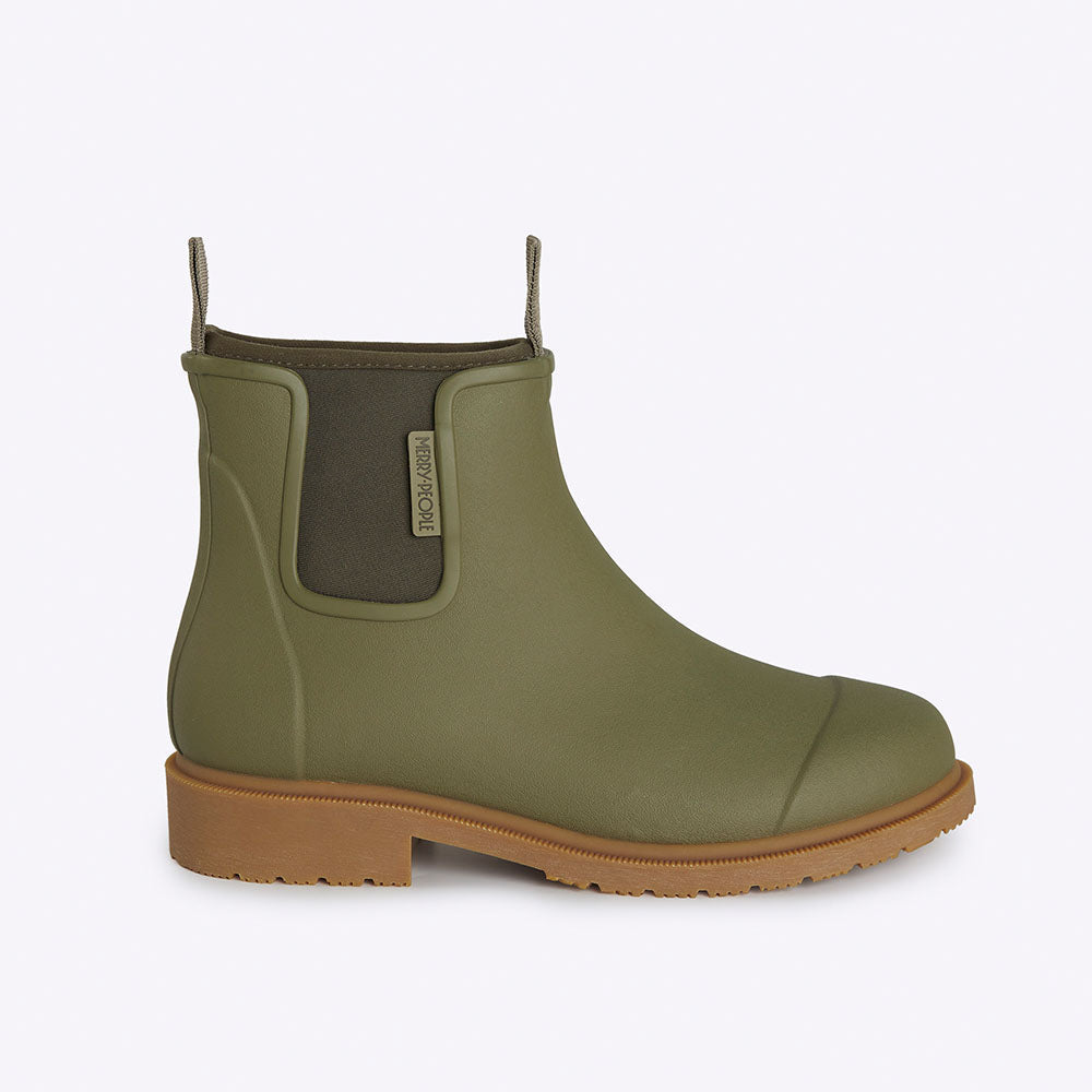 Merry People Bobbi Rain Boots in Khaki Green - Waterproof Women's Chelsea Boots for Rainy Days & Outdoor Adventures