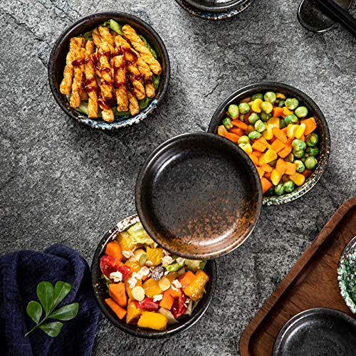 Japanese Retro Fancy Glaze Seasoning Dish Set - 4 Pack 3.7-Inch Round Soy Sauce Dishes, Wasabi Plates for Sushi, Asian Cuisine & Home Decor - Elegant Tableware for Restaurants, Kitchen & Gift Giving