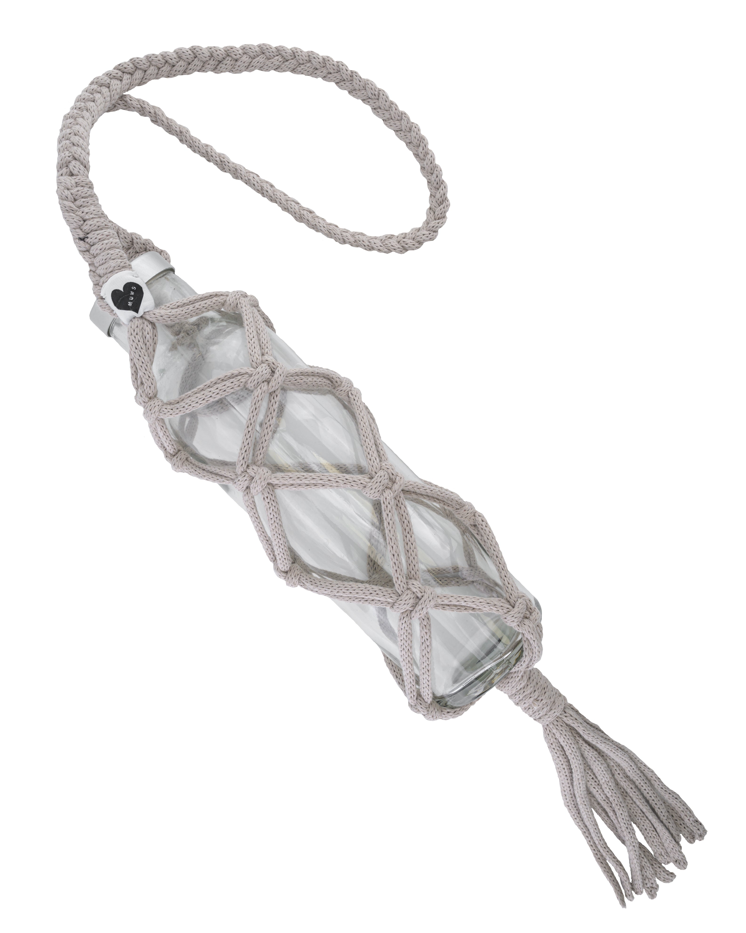 Handmade Macrame Bottle Holder for Wine & Water Bottles - Boho Chic Home Decor & Outdoor Picnic Accessory