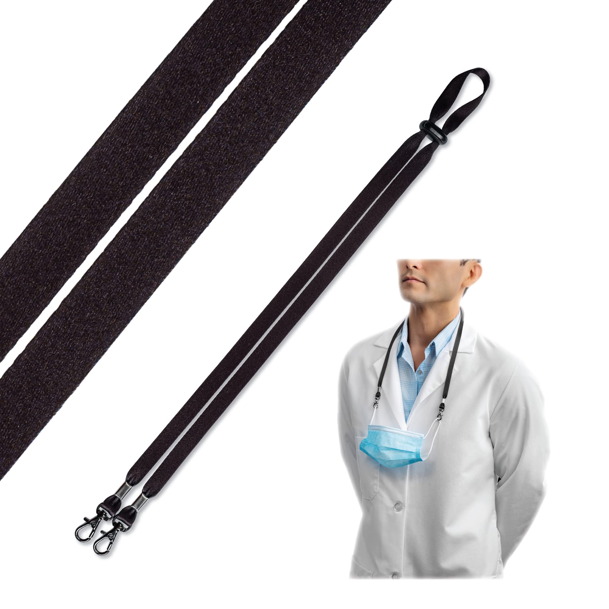 Adjustable Face Mask Lanyard for Kids & Adults - Black (1-Pack) - Perfect for School & Travel