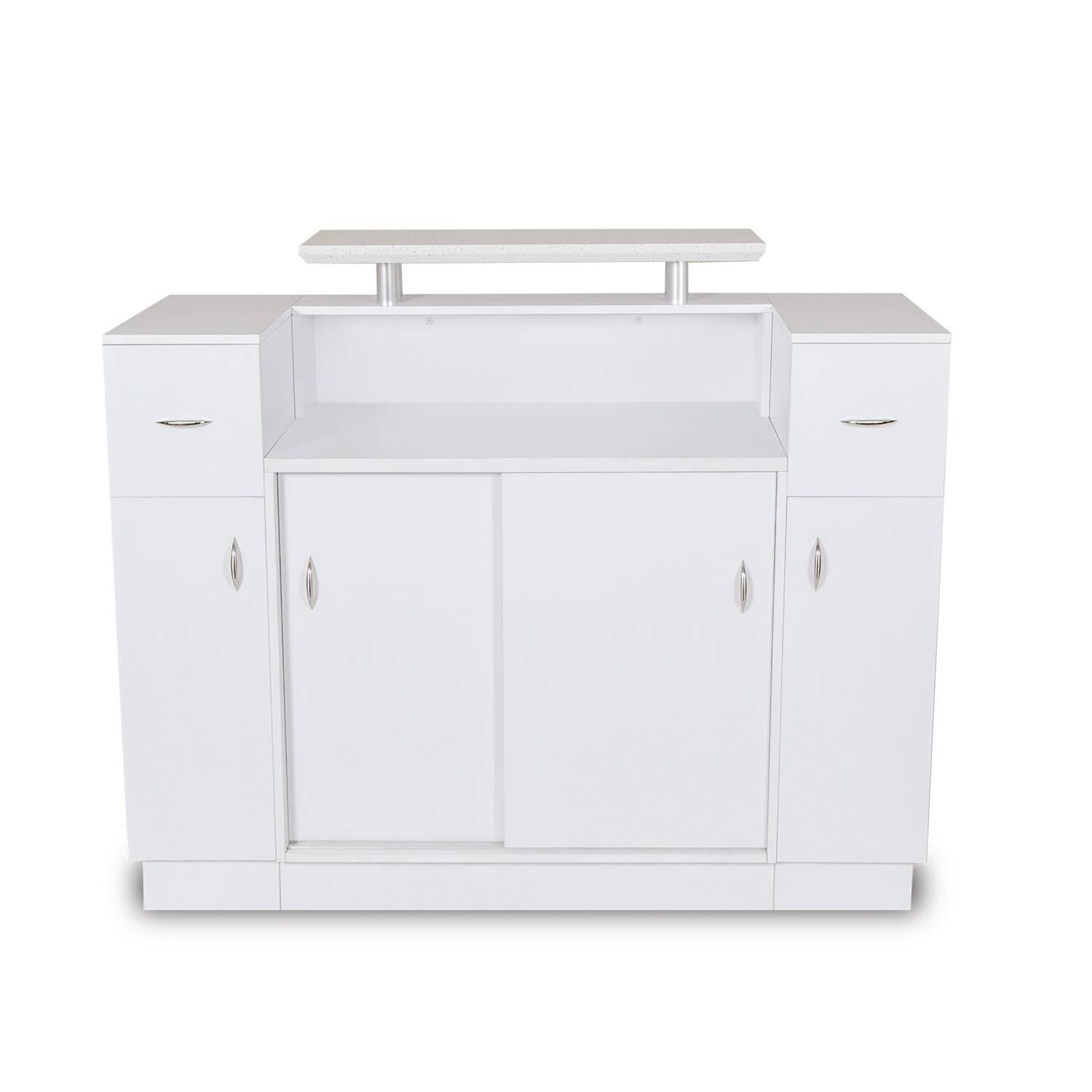 J&A Salon Reception Desk with Display & Granite Top - Modern Spa & Beauty Clinic Furniture for Professional Waiting Area & Lobby Decor