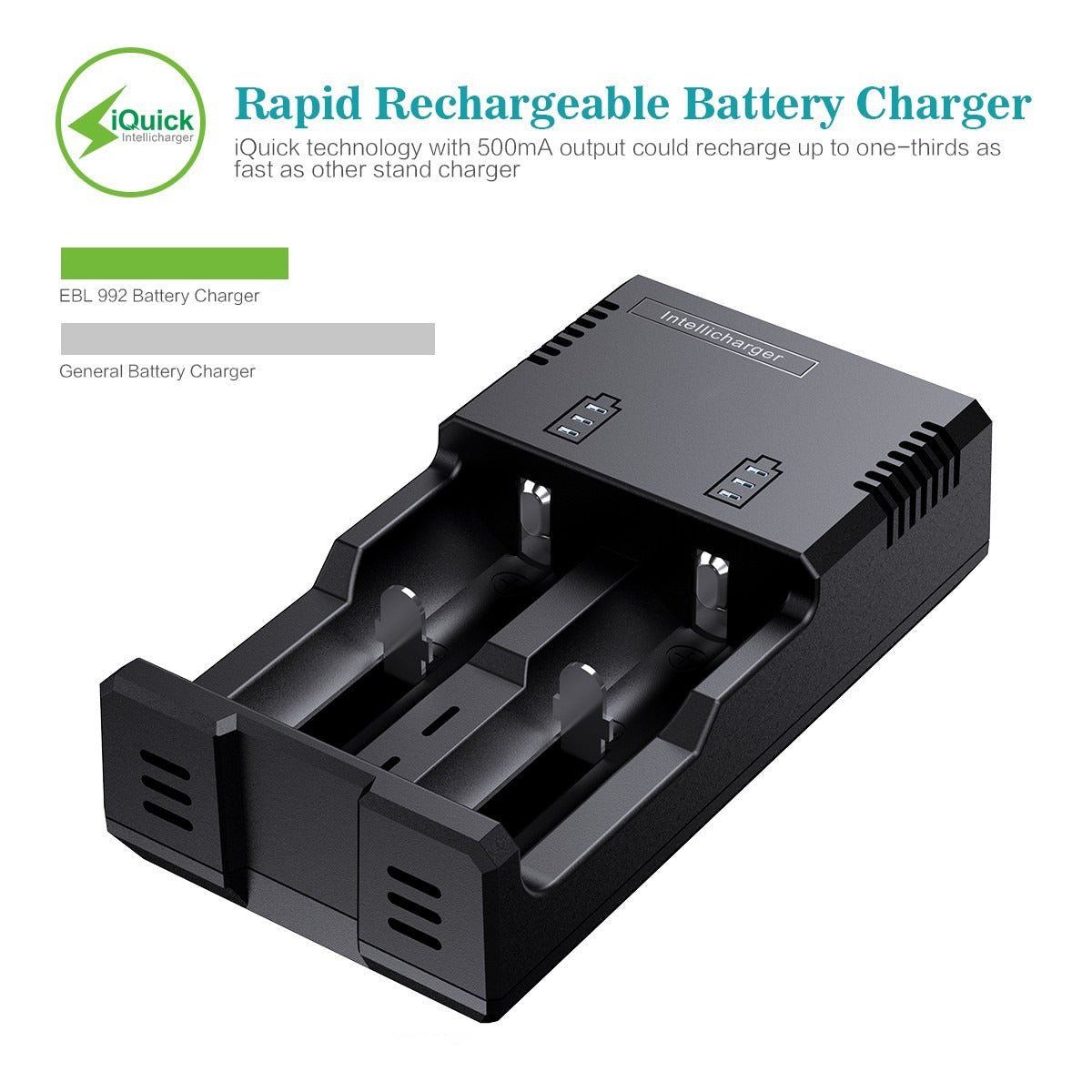 EBL 4-Pack 16340 RCR123A 3.7V Rechargeable Lithium Batteries with 992 Smart Charger - Perfect for Flashlights, Cameras, and Electronic Devices