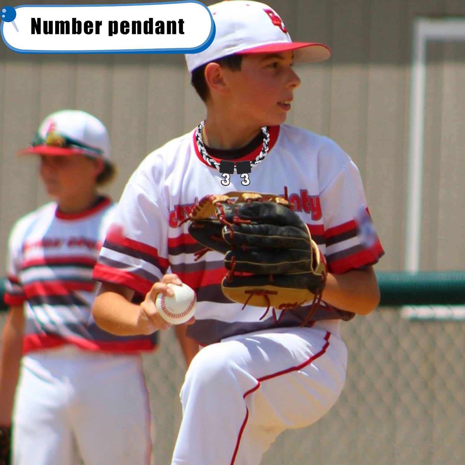 Baseball Number Pendant 0-9 - Silicone Sports Fan Necklace for Men & Women - Perfect for Baseball Games, Team Spirit & Tornado Braided Rope Jewelry