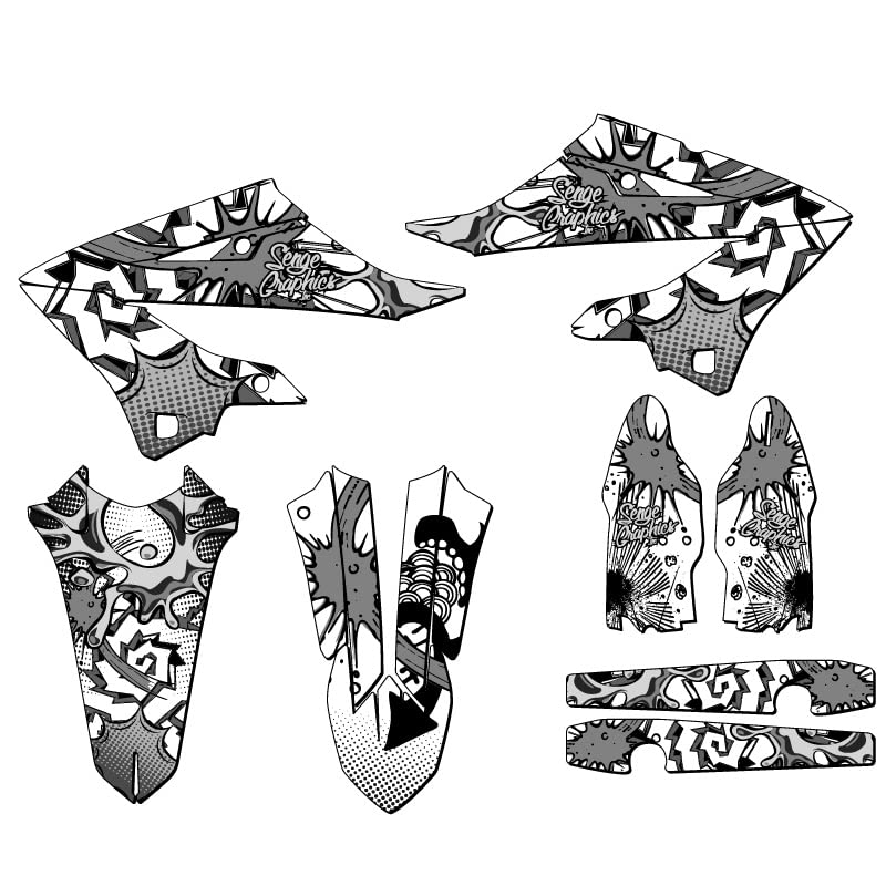 2022-2025 Yamaha YZ250 2-Stroke Dirt Bike Graphics Kit - Zany White Senge Design | High-Quality Vinyl Decals for Yamaha Motorcycles | Perfect for Motocross Racing & Off-Road Adventures