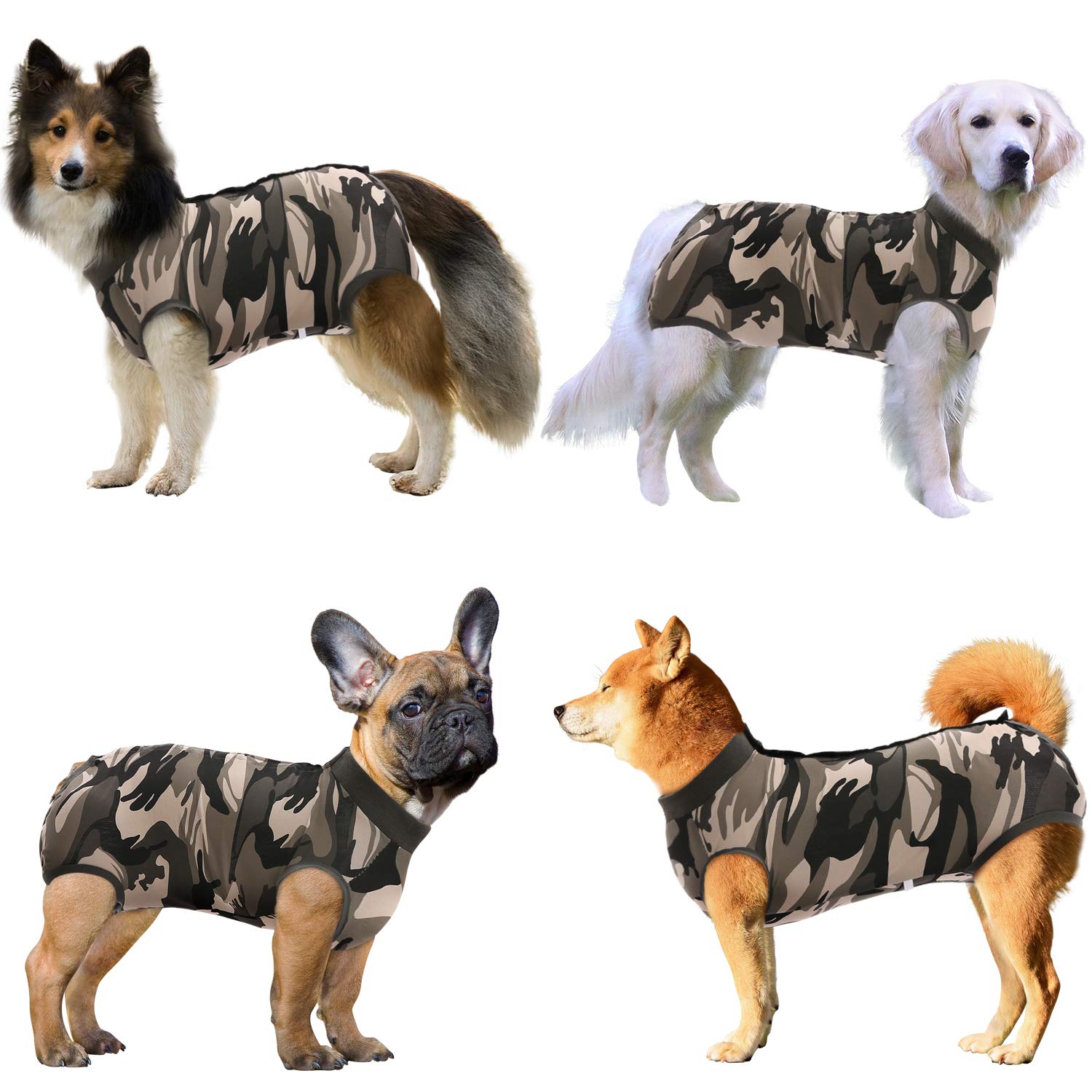 SAWMONG Dog Recovery Suit - Post-Surgery Surgical Suit for Dogs, Spay/Neuter Onesie for Female & Male Dogs - Alternative to E-Collar Cone - Camouflage Print - X-Small - Perfect for Post-Op Care, Wound Protection & Comfort at Home