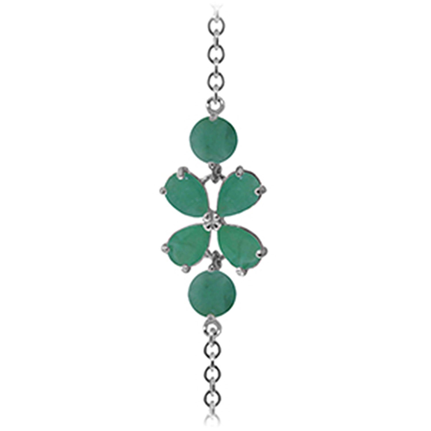 14K Solid White Gold Bracelet with 3.15 Carat Natural Emerald - Galaxy Gold GG Collection | Elegant Jewelry Gift for Women, Perfect for Weddings, Anniversaries & Special Occasions