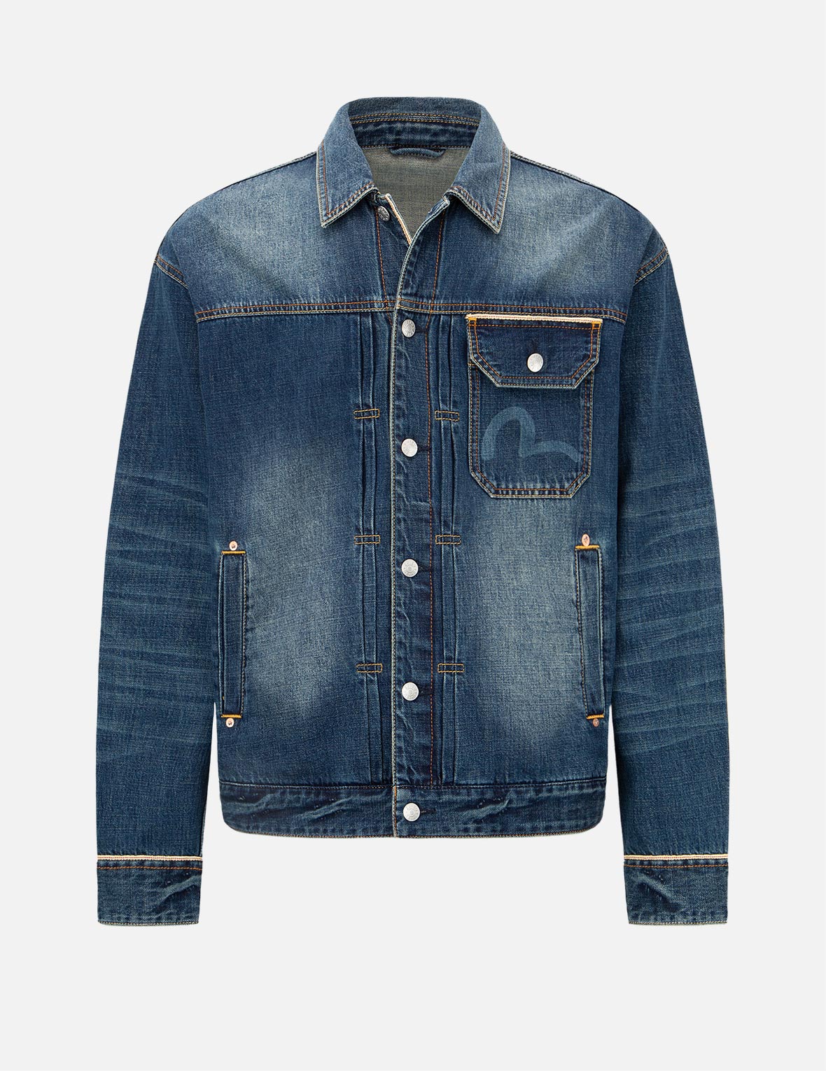 Daicock Distressed Print & Stitching Denim Jacket for Men - Vintage Washed Denim Trucker Jacket with Stylish Frayed Details | Perfect for Casual Outfits, Streetwear Fashion & Fall Layering