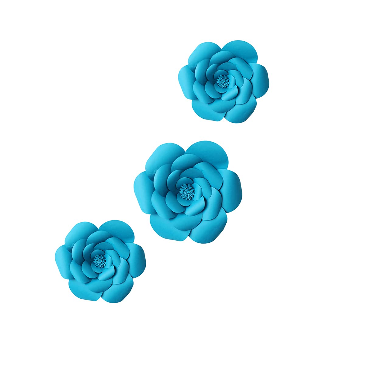 3pcs Blue Paper Flowers for Wedding & Nursery Decor - DIY Party Backdrop