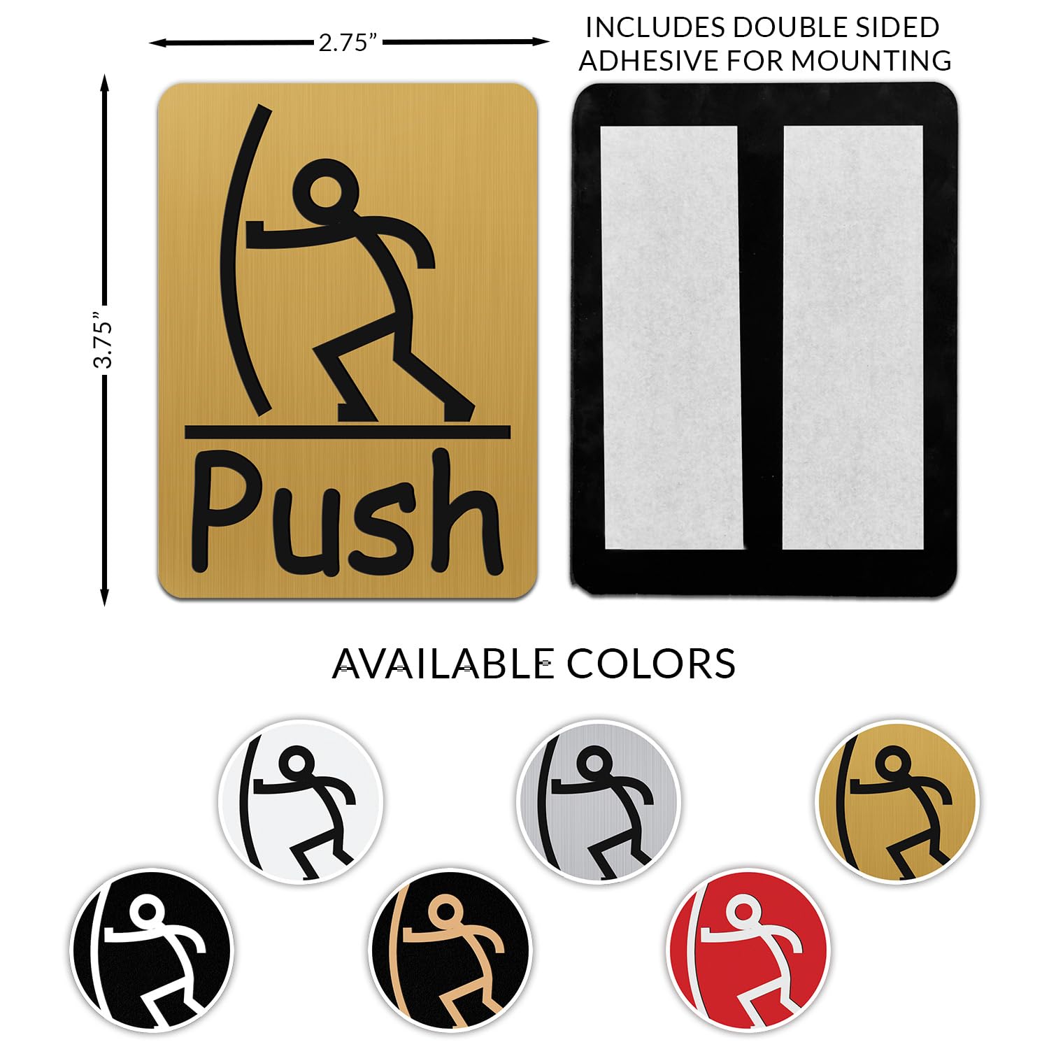 Fun Push Pull Door Sign (Red) - Durable & Decorative for Offices, Restrooms & Homes - Perfect for Clear Directional Signage