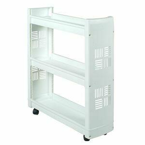Amana 1903WH White Rolling Laundry Cart - Portable Storage Organizer for Clothes, Detergent & Cleaning Supplies | Perfect for Laundry Room, Apartment & Small Spaces