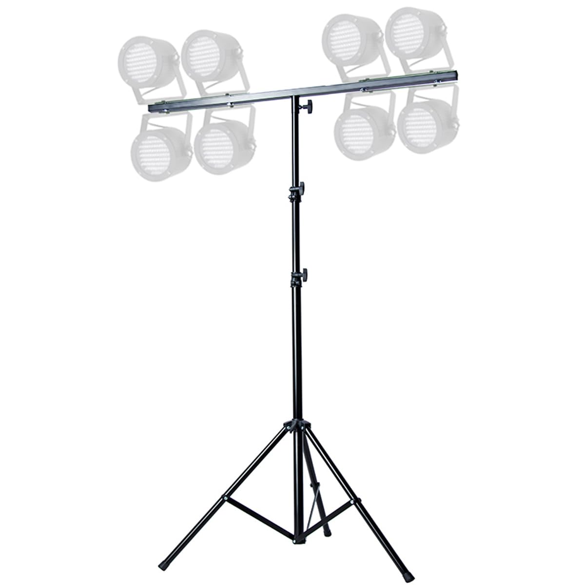 8FT 2.5M Heavy Duty Adjustable Tripod Light Stand with 3.5FT (1.0M) T-Bar - Supports 8 Stage Lights - Perfect for DJ Parties, Photography Studios & Live Events (Black)