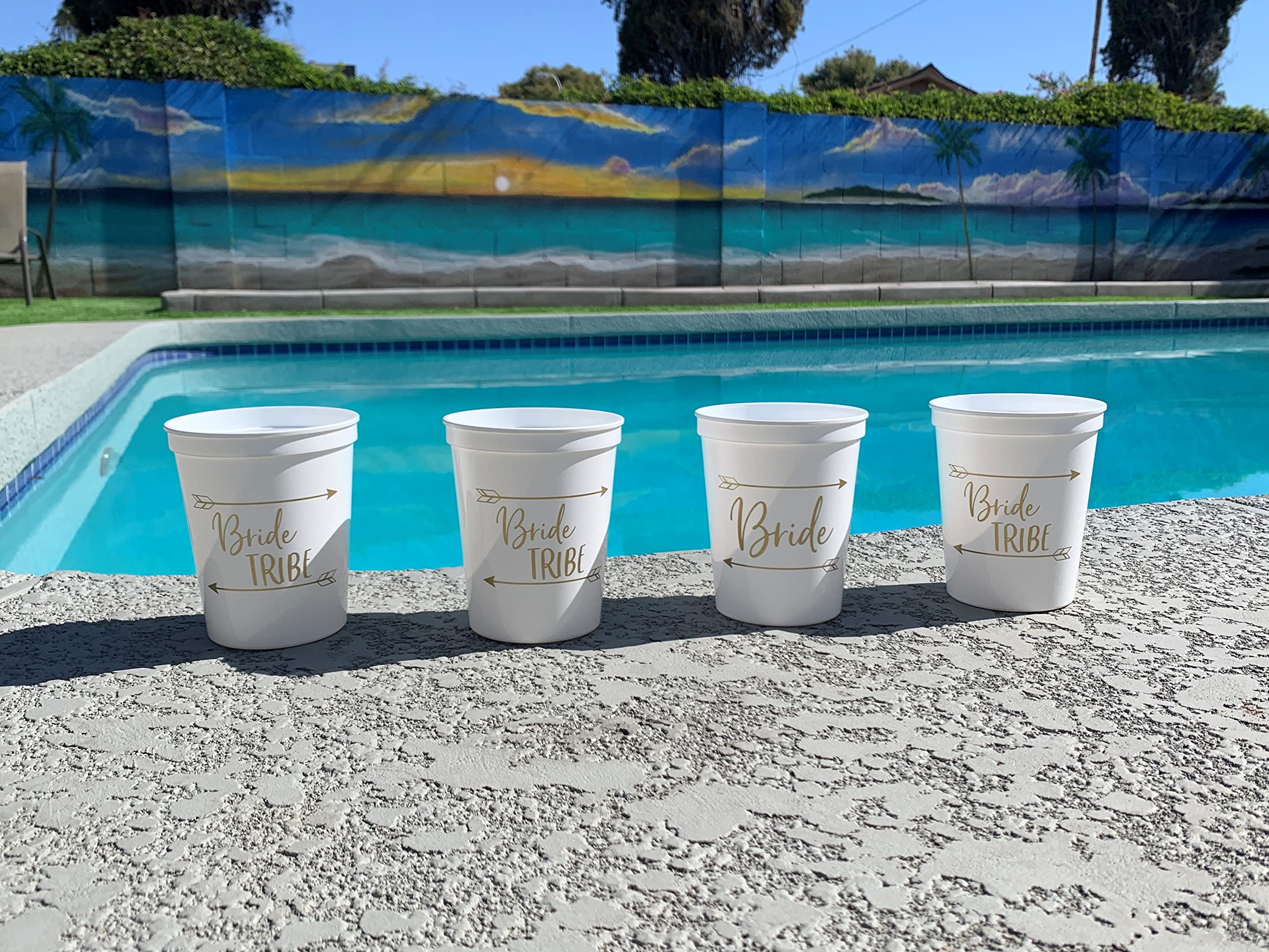 Funky Junque Bridal Bachelorette Party Cups - Set of 3 Bride Champagne Glasses (White) - Perfect for Wedding Showers, Girls Night Out & Bachelorette Celebrations