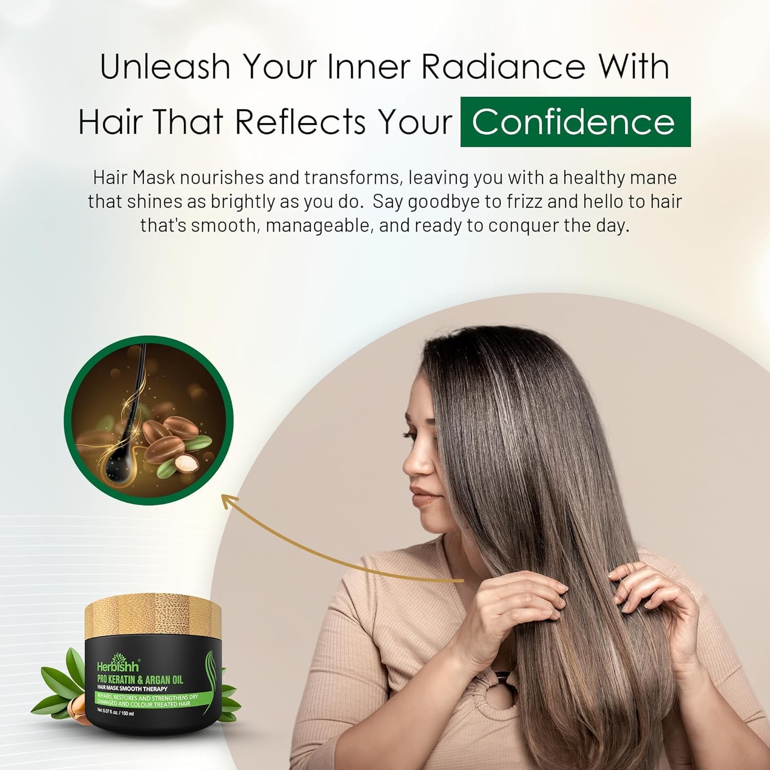 Herbishh Chestnut Brown Hair Color Shampoo Set - 3 Bottles with Deep Conditioning Hair Mask & Styling Brush | At-Home Hair Coloring & Nourishment for Vibrant, Long-Lasting Color