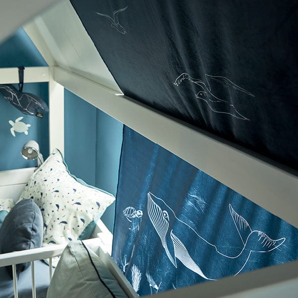Ocean Life Themed Bed Canopy Fabric - Breathable & Soft Kids Room Decor for Cozy Sleeping & Playtime Adventures