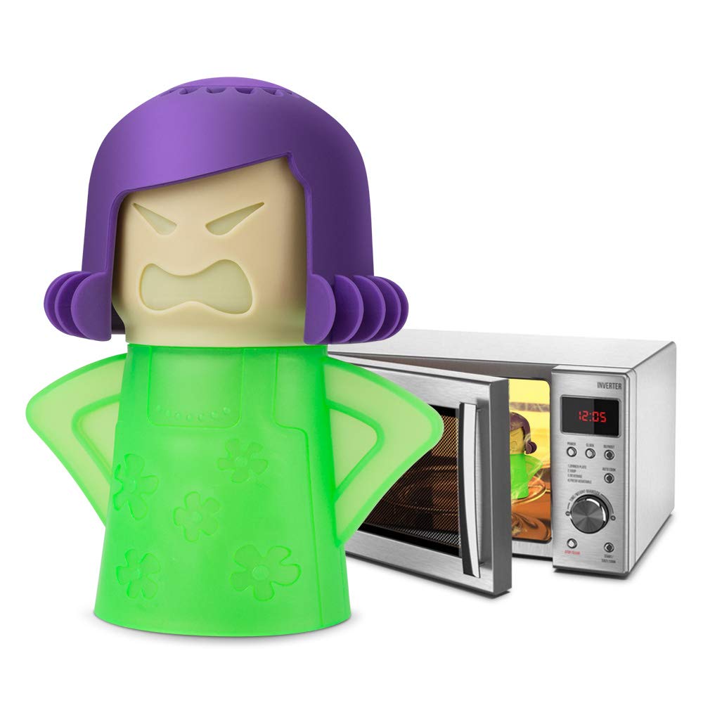 Angry Mama Microwave Cleaner - Steam Cleaner & Disinfectant for Kitchen, Uses Vinegar & Water to Remove Grease & Odors in Minutes | Green Microwave Steamer | Perfect for Deep Cleaning & Sanitizing Ovens