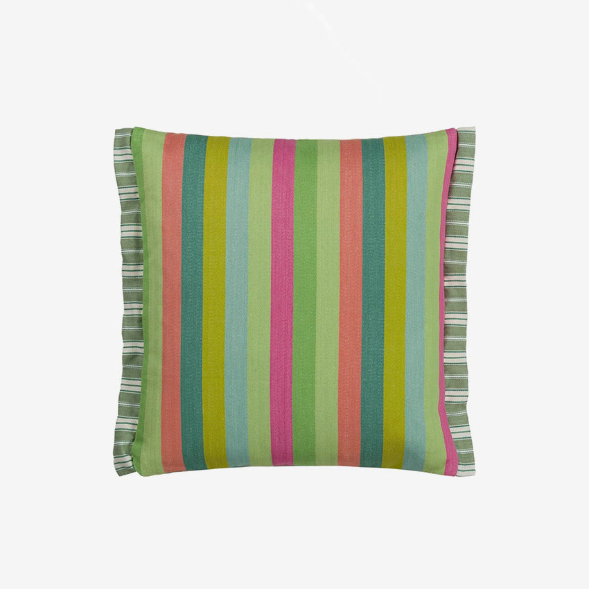 Christian Lacroix Cork Street Stripe Emerald Green Decorative Throw Pillow Cover - Elegant Home Decor for Living Room, Bedroom & Sofa