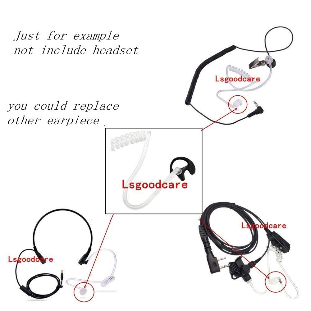Lsgoodcare 20Pack White Silicone Rubber Replacement Mushroom Earbud Tips - Compatible with Motorola, Kenwood, Icom, Yaesu, Baofeng, HYT, Midland & Cobra Radios - Perfect for Surveillance, Security, Communication & Two-Way Radio Headsets