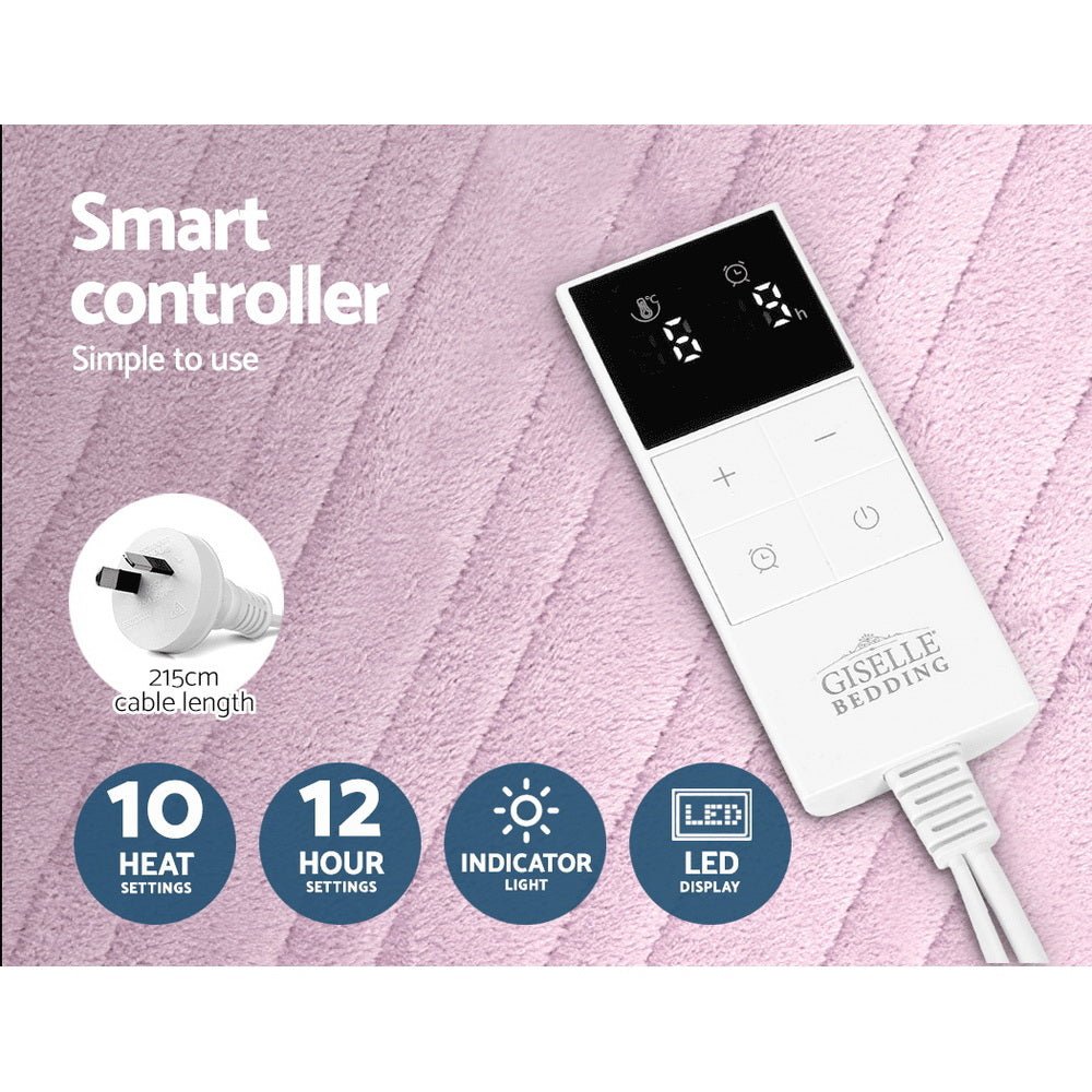 Electric Heated Throw Blanket - Soft Fleece Washable Pink Warming Blanket for Winter - Perfect for Cozy Nights, Sofa Lounging & Bed Comfort