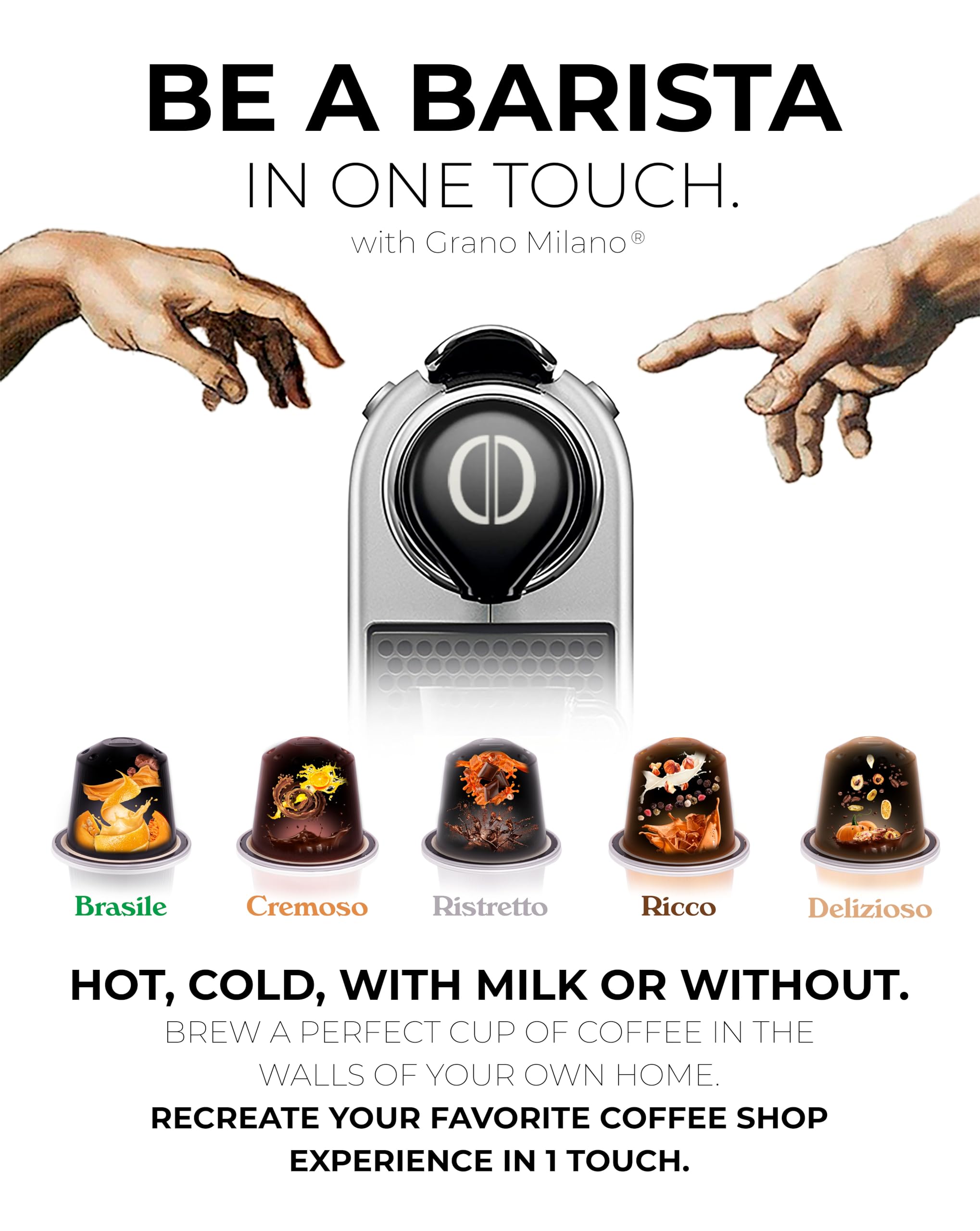 Grano Milano Aluminum Coffee Pods Variety Pack - 100 Espresso Capsules Medium & Dark Roast, Nespresso Original Line Compatible, Italian Coffee for Home & Office Use