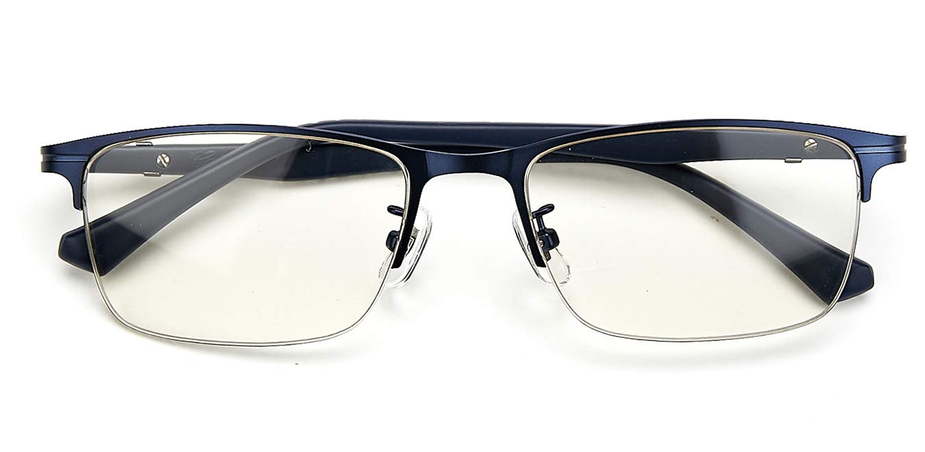 Progressive Multifocal Computer Reading Glasses for Men - Blue Light Blocking Half Frame Eyewear for Office, Gaming & Digital Screen Use