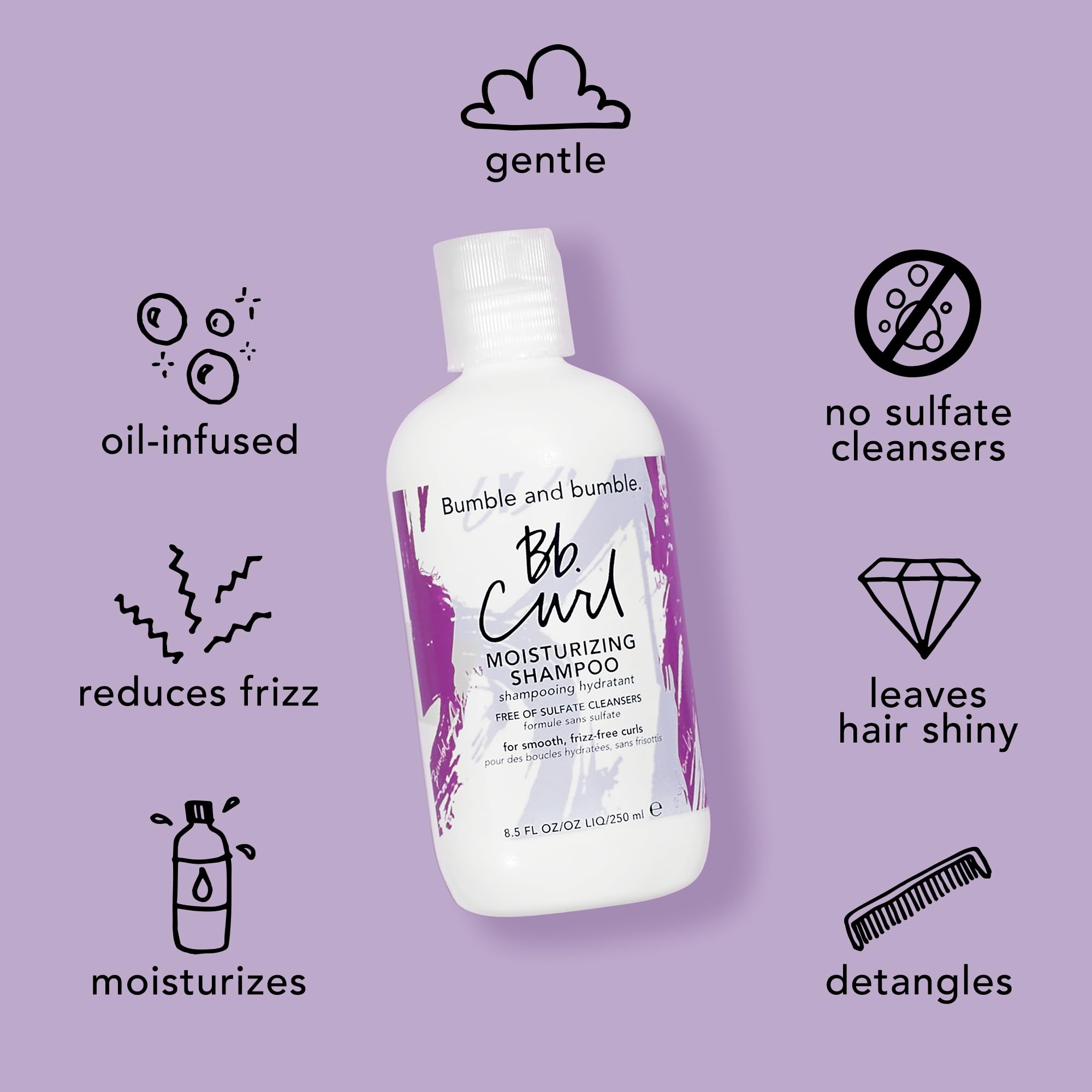 Bumble and Bumble Curl Moisturizing Shampoo for Coily, Curly & Wavy Hair - Hydrating Anti-Frizz Formula with Jojoba Oil, Avocado Oil & Coconut Oil | Color Safe | Perfect for Daily Use & Salon-Quality Results at Home