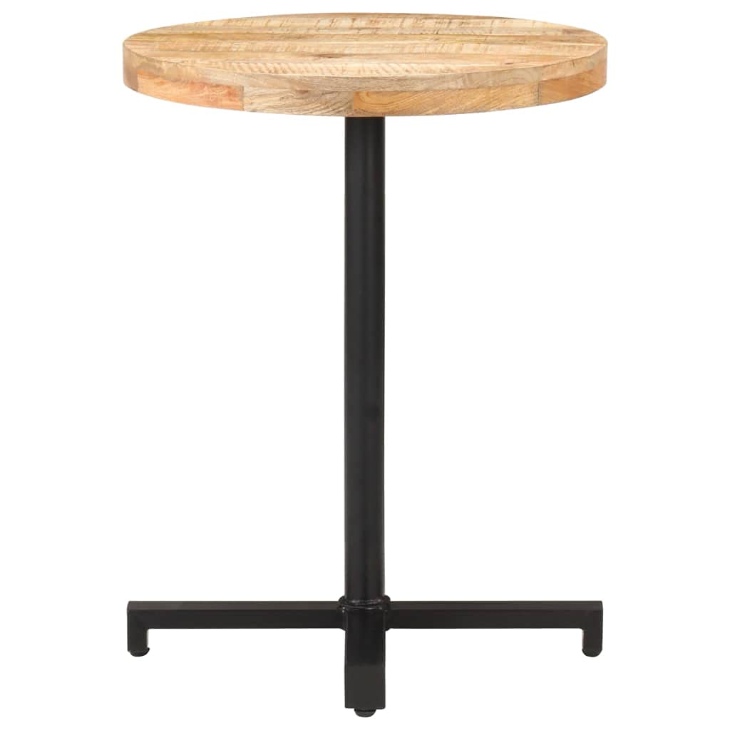 vidaXL Rough Mango Wood Bistro Table - Round Dining Table with Heavy-Duty Iron Base, Brown Finish for Indoor & Outdoor Use | Perfect for Patio, Garden, Cafe & Restaurant Settings | Assembly Required