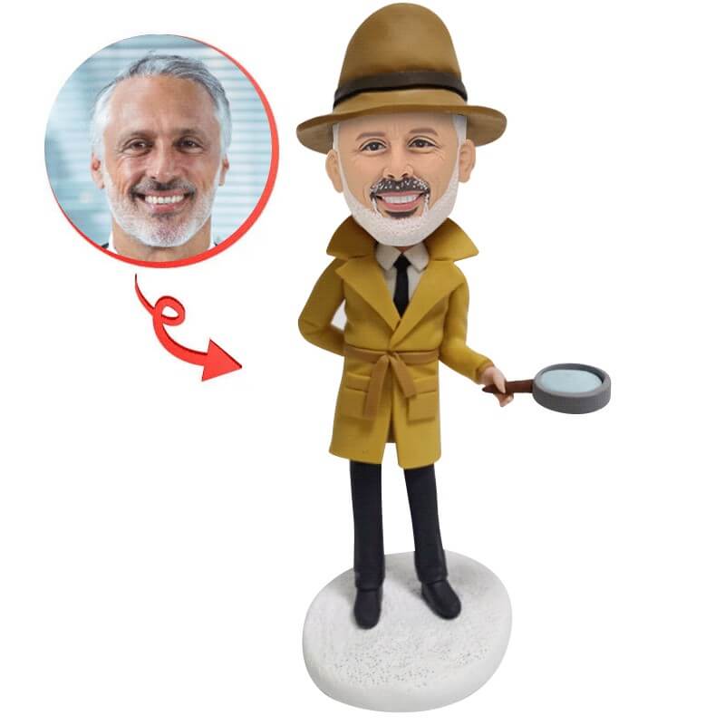 Custom Detective with Magnifying Glass Bobblehead - Perfect for Office Decor, Gifts & Collectibles
