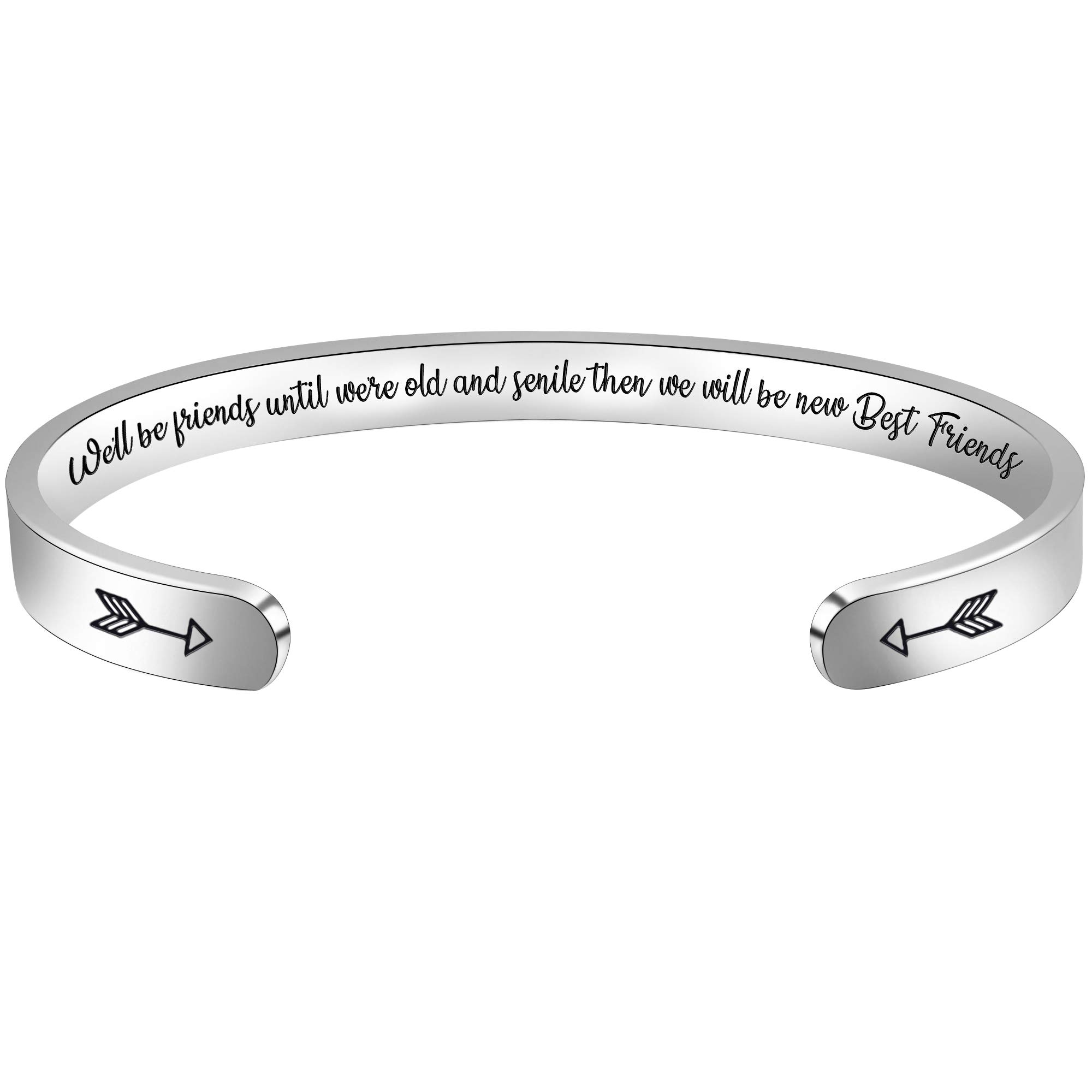 Btysun Women's Engraved Mantra Quote Friendship Bracelets - Best Friend Christmas Gifts, Xmas Jewelry for Her - Perfect for Holiday Gifting, Birthday Presents & Sister Matching Bracelets
