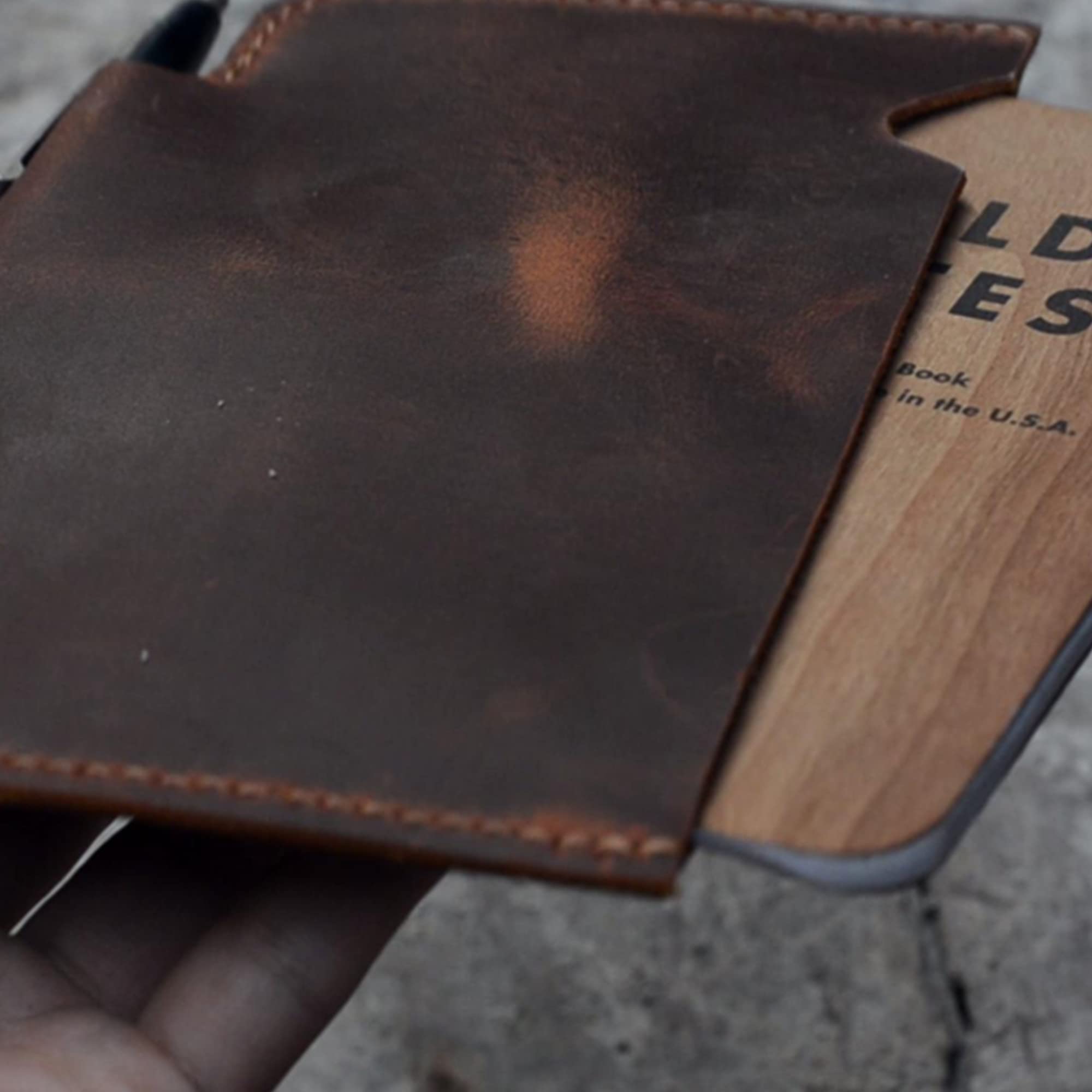 Premium Leather Field Notes Wallet Cover - Handmade Travel Journal Sleeve for Pocket Notebooks with Pencil Holder | Perfect for Outdoor Adventures, Business Travel & Daily Organization