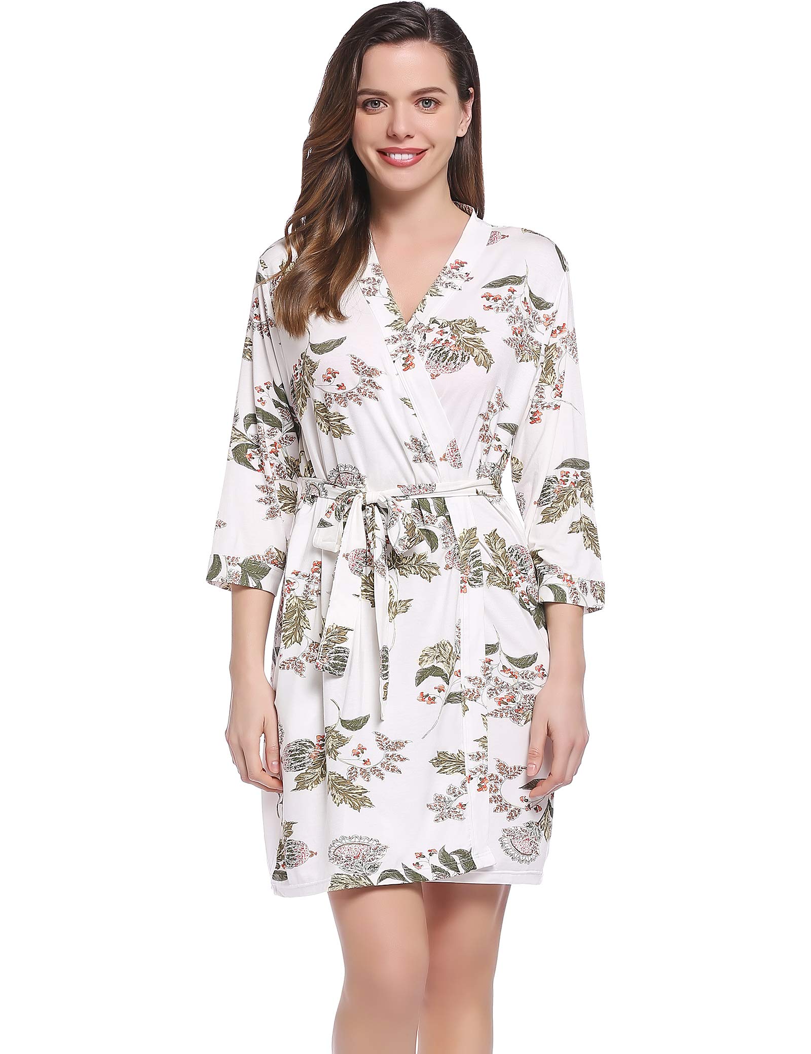 Lightweight Travel Jersey Robe for Women - Soft Bamboo Viscose Short Bathrobe - Perfect for Spa, Beach & Lounge Wear