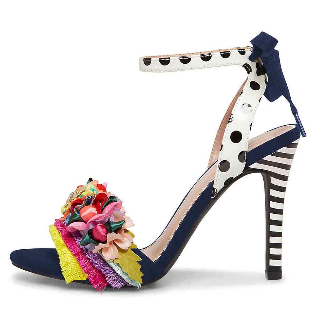 FSJ Women's Floral Stiletto High Heel Sandals - Ankle Strap Open Toe Pump D'Orsay Polka Dot Lace Up Dress Shoes for Party, Wedding & Summer Events (US Size 4-15) - Perfect for Cocktail Parties, Date Nights & Special Occasions