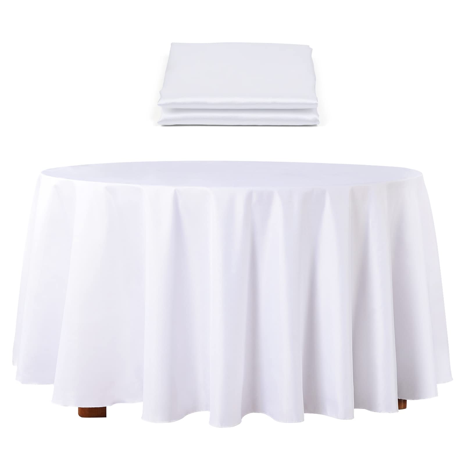 57 Inch Round Tablecloth - Premium Satin Fabric Wedding Banquet, Birthday Party, Holiday Dinner Table Cover - Elegant White for Formal Events & Home Decor