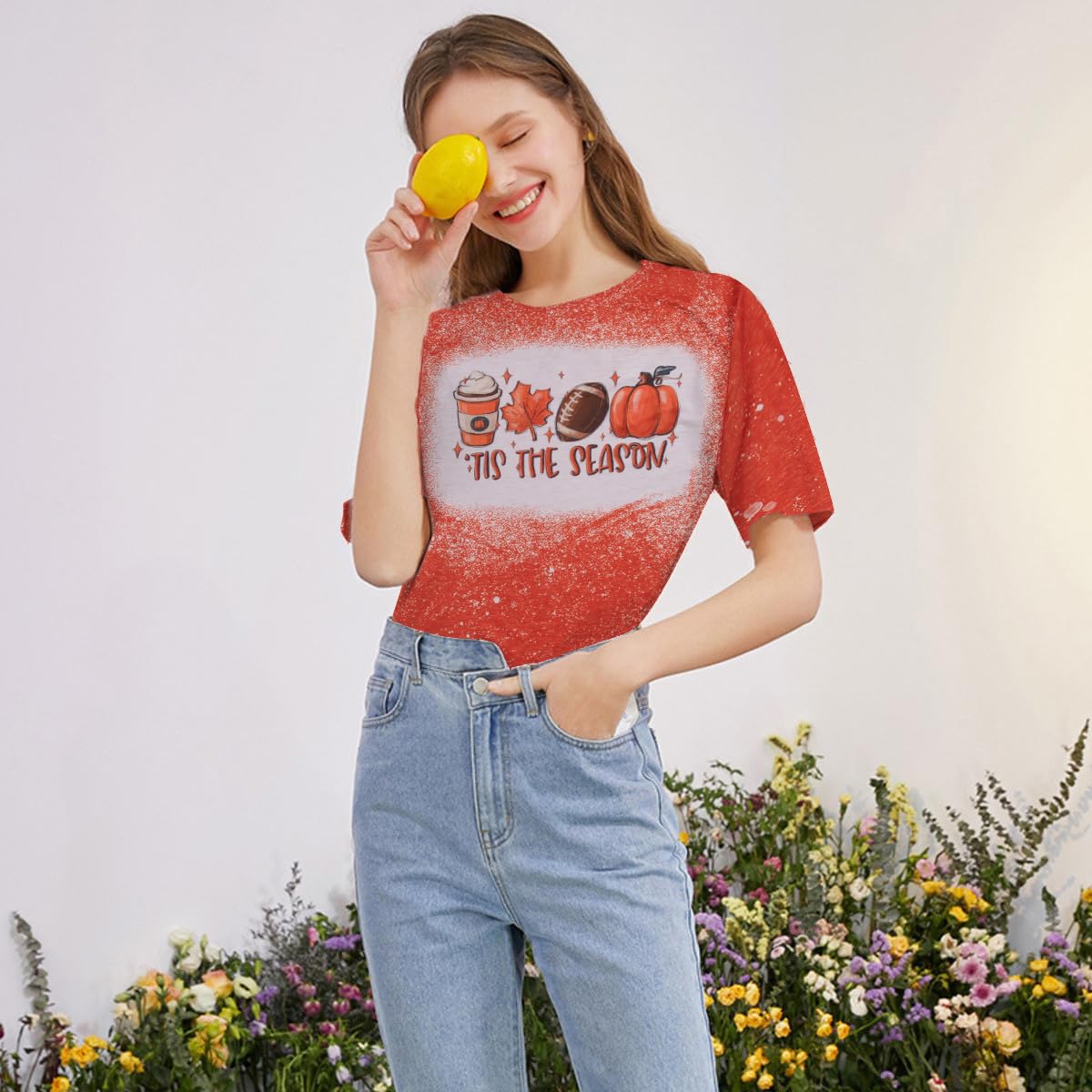 Funny Thankful Pumpkin T-Shirt for Women - Cute Thanksgiving Graphic Tee with Leaves Design, Casual Short Sleeve Fall Top | Perfect Thanksgiving Gift, Autumn Outfits & Seasonal Family Gatherings