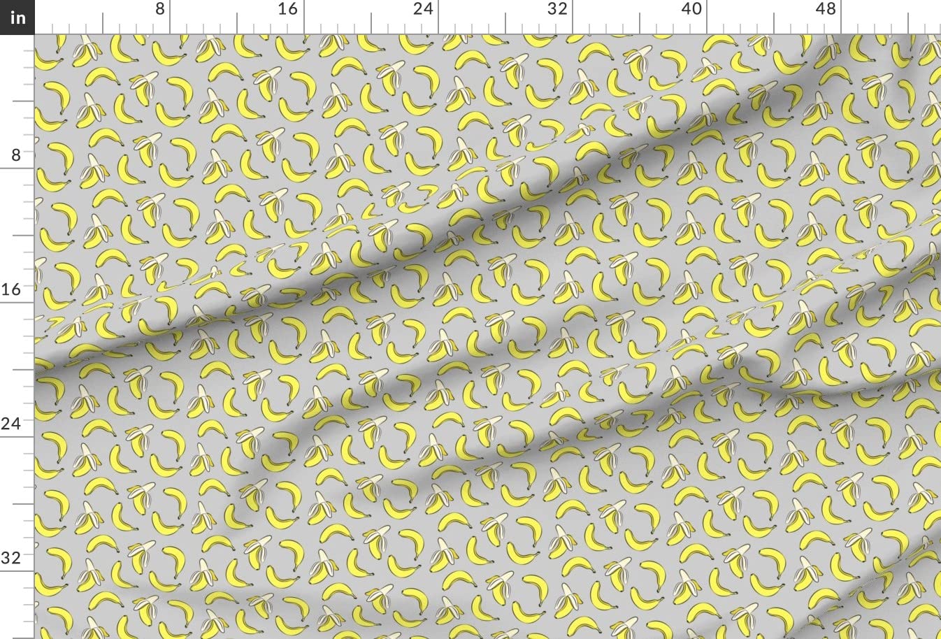 Banana Print Minky Fabric by The Yard - Gray Cute Food Fruit Design for Sewing Baby Blankets, Quilt Backing & Plush Toys | Soft Spoonflower Fabric for DIY Crafts & Nursery Decor