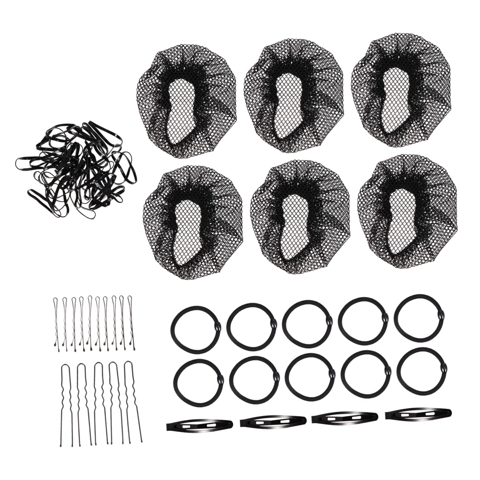 Minkissy Elastic Hair Net Kit - 1 Set Black Invisible Hairnets with Hairpins & Elastic Bands | Hair Bun Maker for Women | Perfect for Work, Salon, Cosplay & Daily Hair Styling