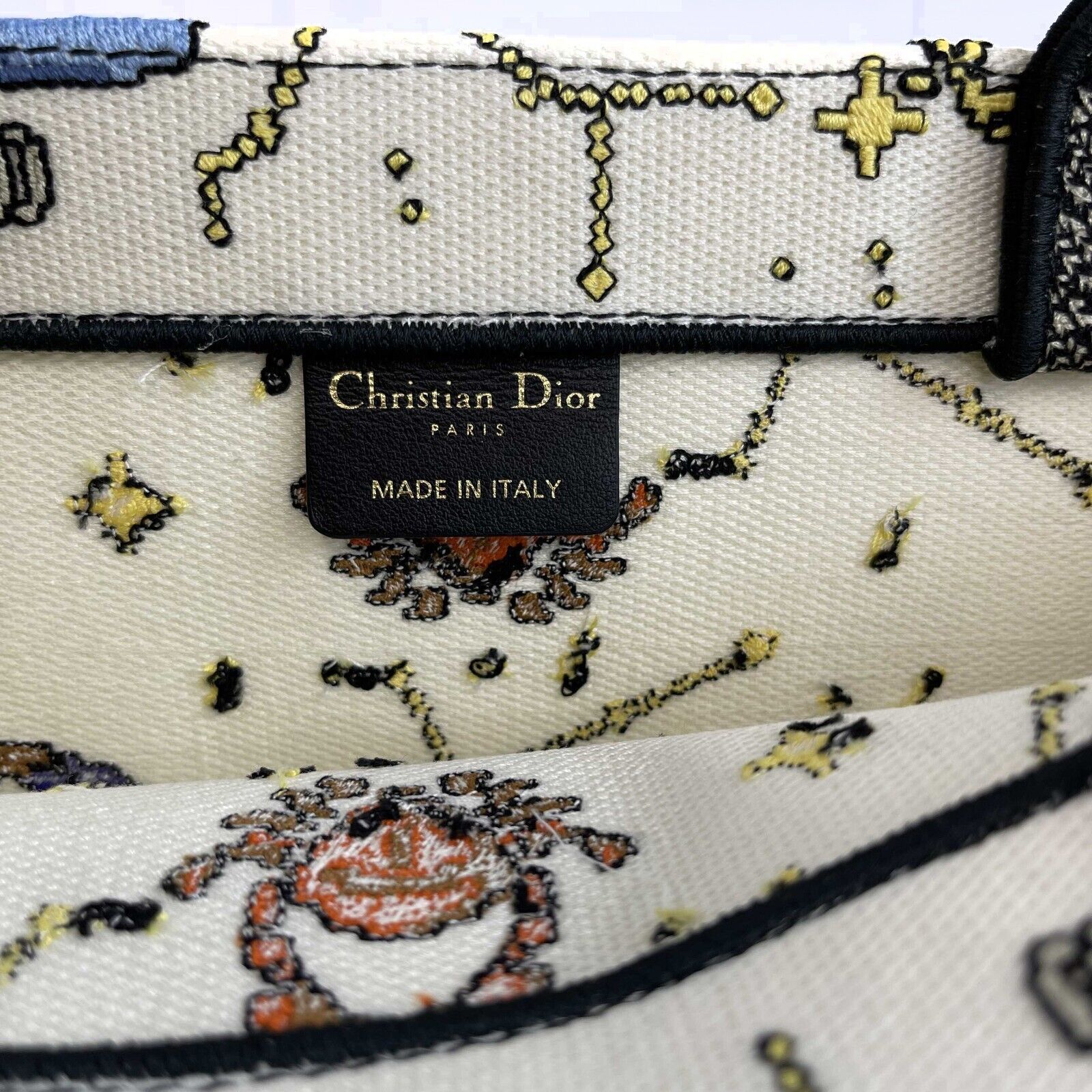 Christian Dior 2022 Large Pixel Zodiac Embroidered Canvas Book Tote Bag - Luxury Designer Handbag for Women, Perfect for Travel, Work & Everyday Use