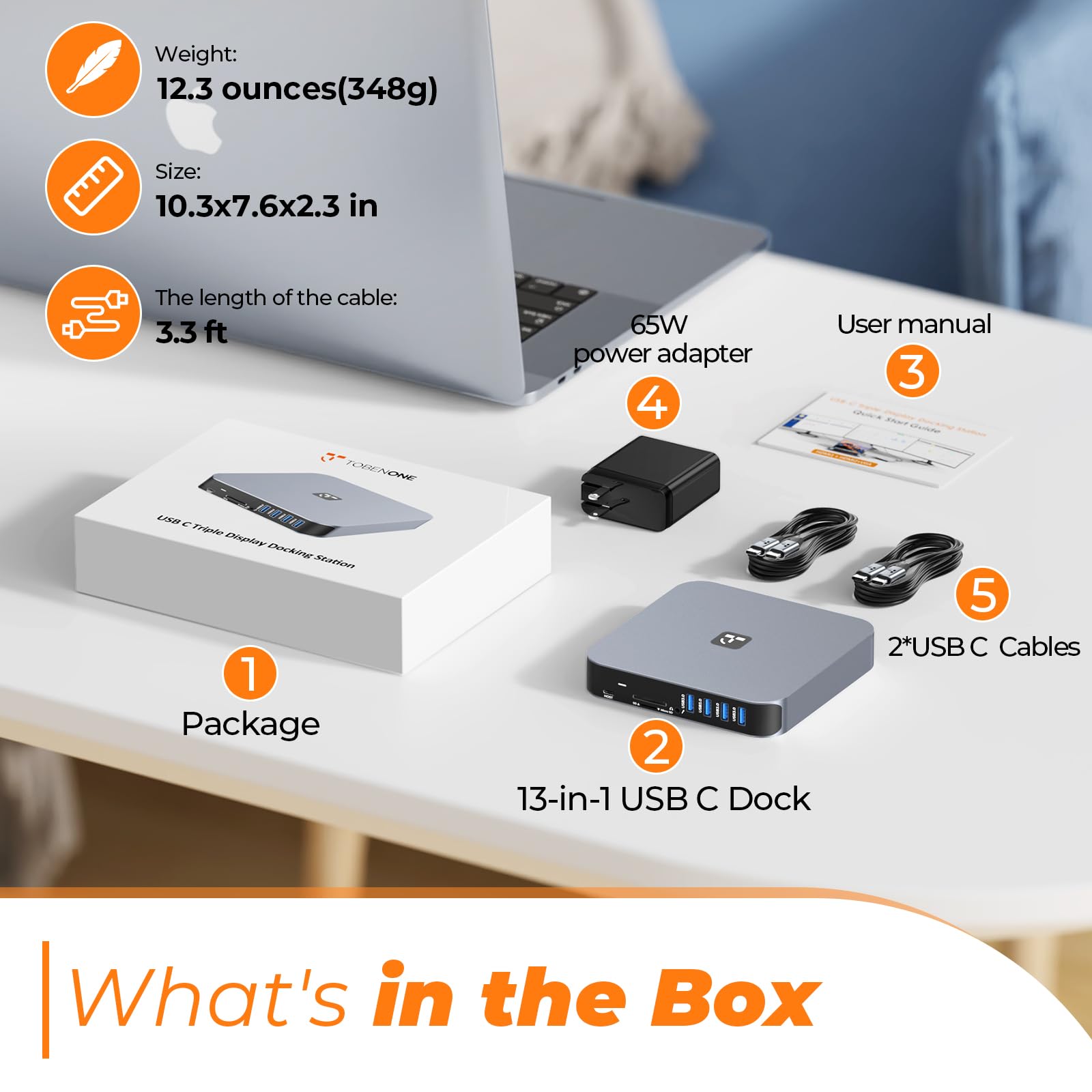 13-in-1 USB C Docking Station with Dual HDMI & 65W PD - Triple Display Dock for Mac Mini M4/M1/M2/M3, MacBook Pro/Air, Dell, HP, Lenovo, Surface - Includes VGA, 4 USB 3.0, Ethernet Port - Perfect for Home Office & Multi-Monitor Workstations