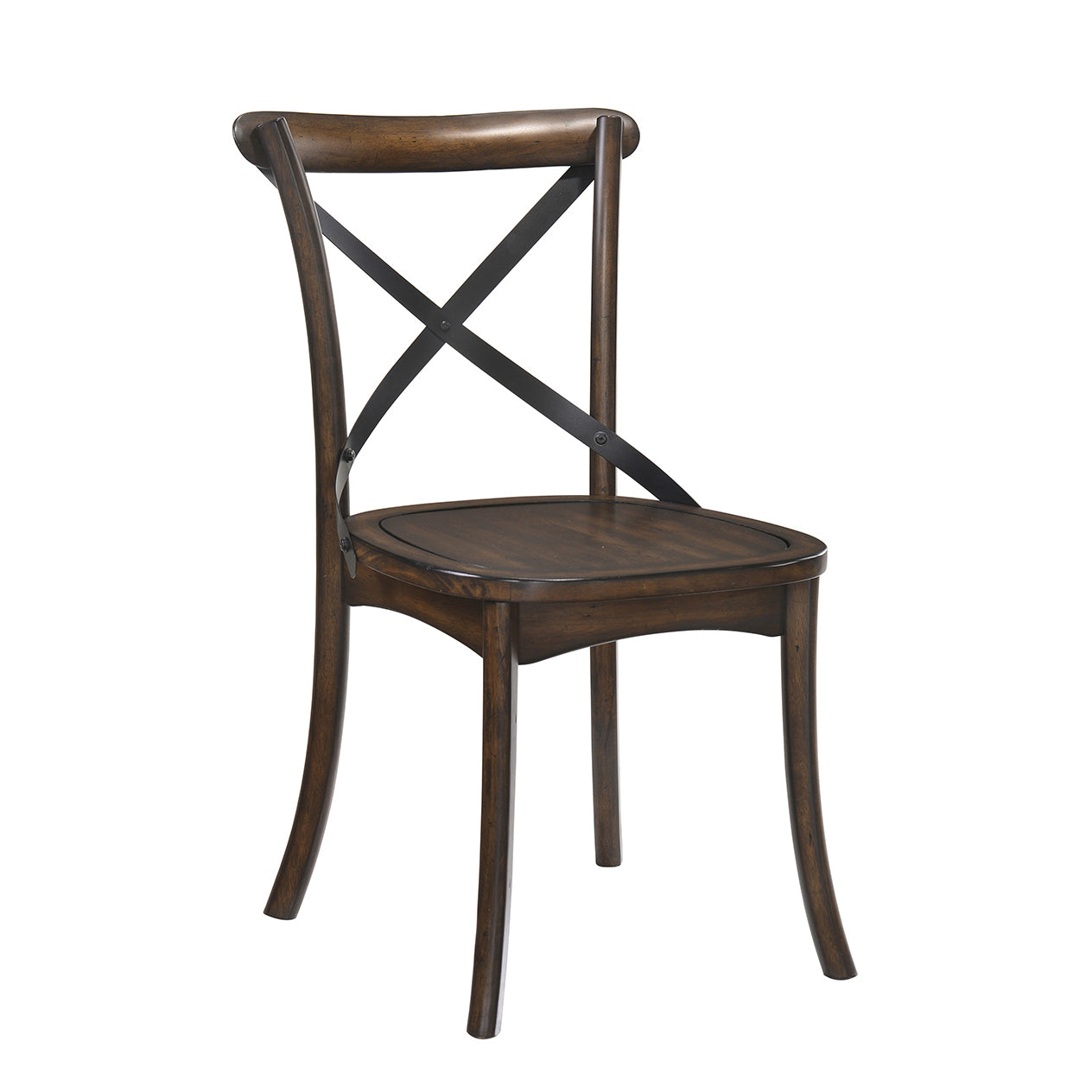 Dark Oak and Black Wooden Side Chairs with X-Shaped Back - Set of 2 Modern Dining Chairs for Kitchen, Dining Room, Office or Cafe