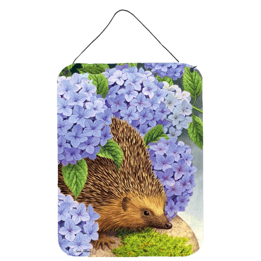 Hedgehog & Hydrangea Metal Wall Art - 12x16 Inch Aluminum Sign for Kitchen, Bathroom, Bar Decor - Colorful Home & Front Door Hanging Plaque - Perfect for Farmhouse, Cottage, or Garden Themed Spaces